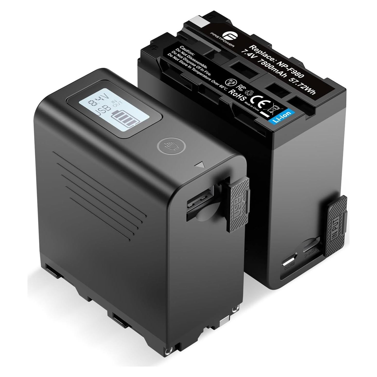 Batería FirstPower NP-F970 2-Pack 7800mAh con USB y LCD