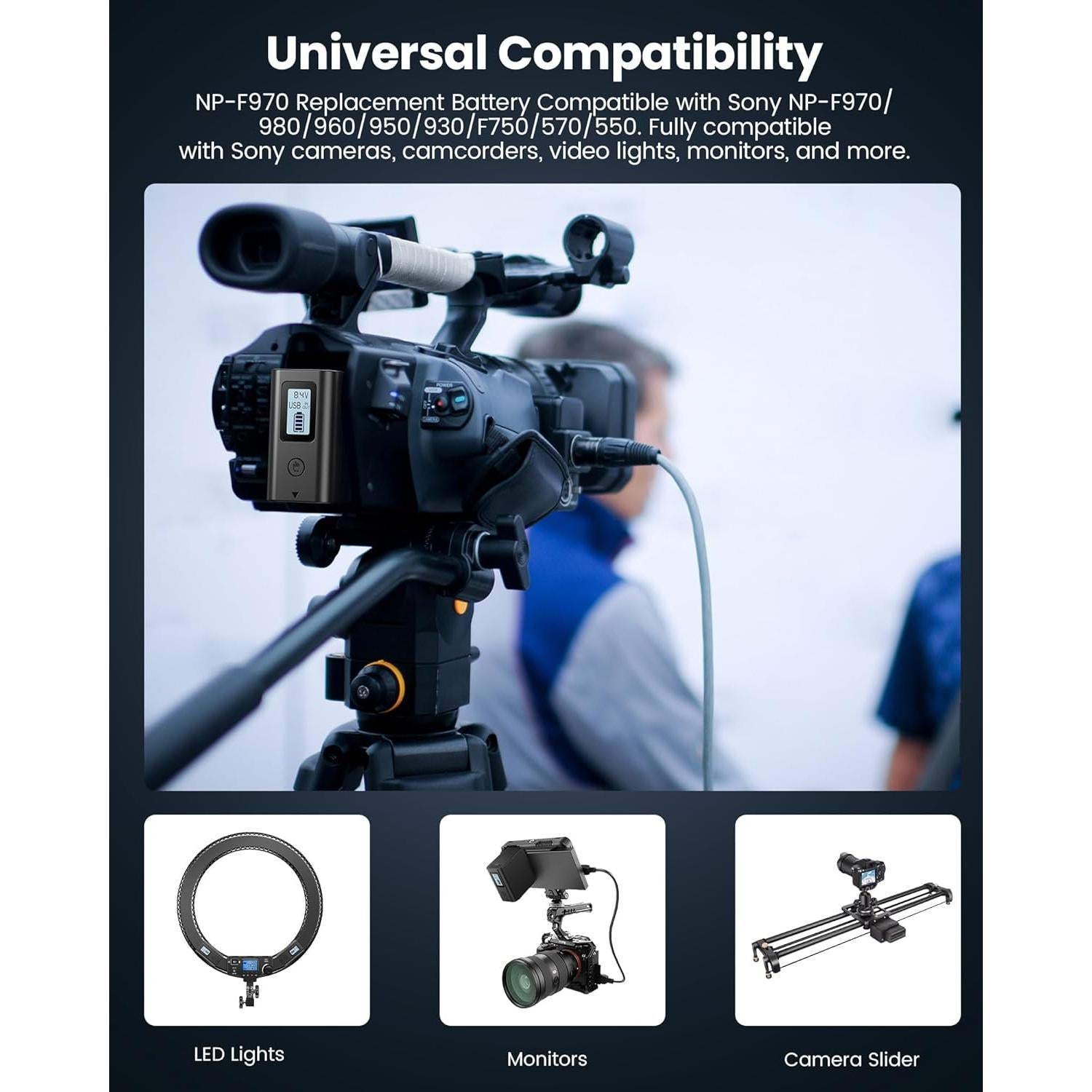 Batería FirstPower NP-F970 2-Pack 7800mAh con USB y LCD