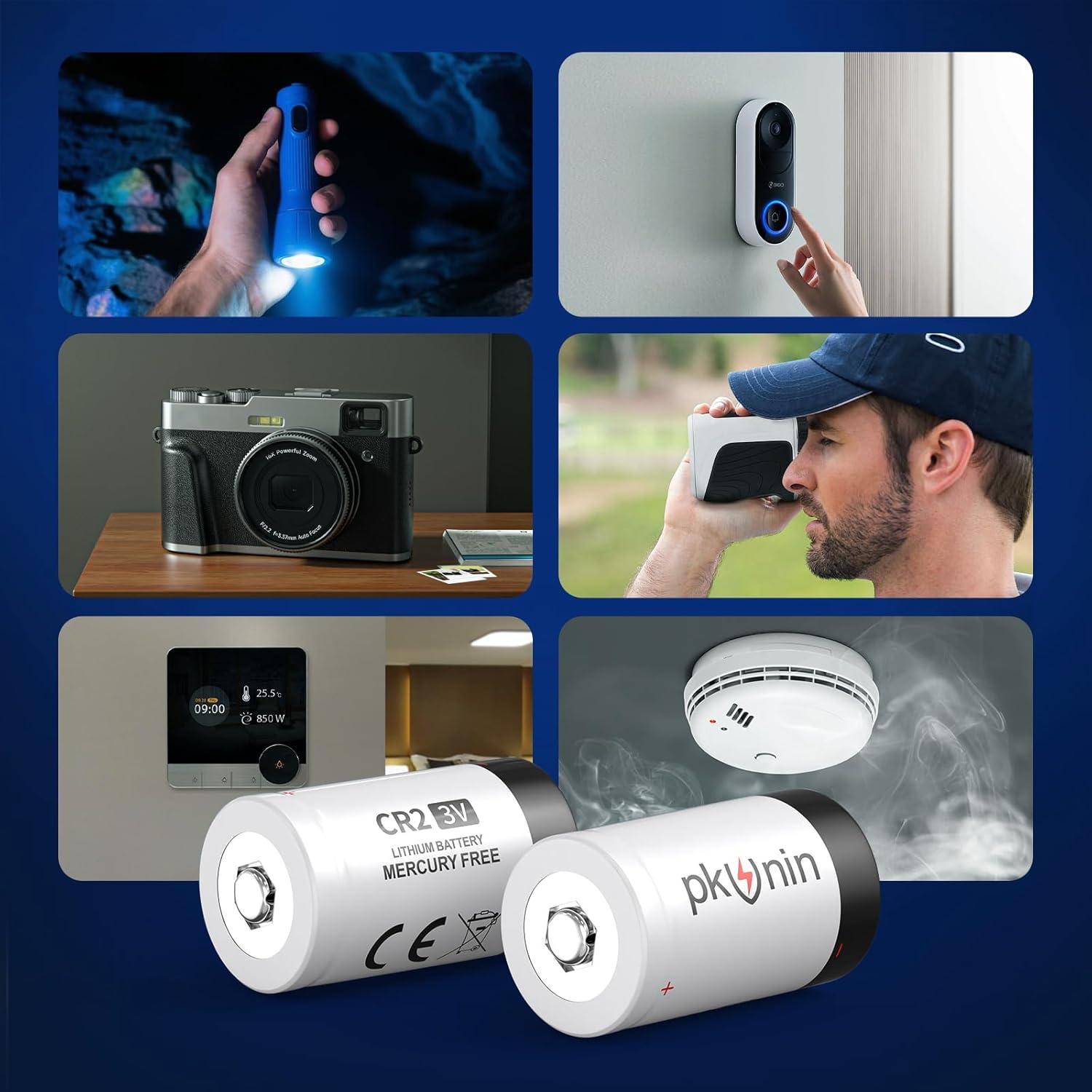 Baterías CR2 3V Litio PKUNIN 2 Piezas 850mAh Larga Duración