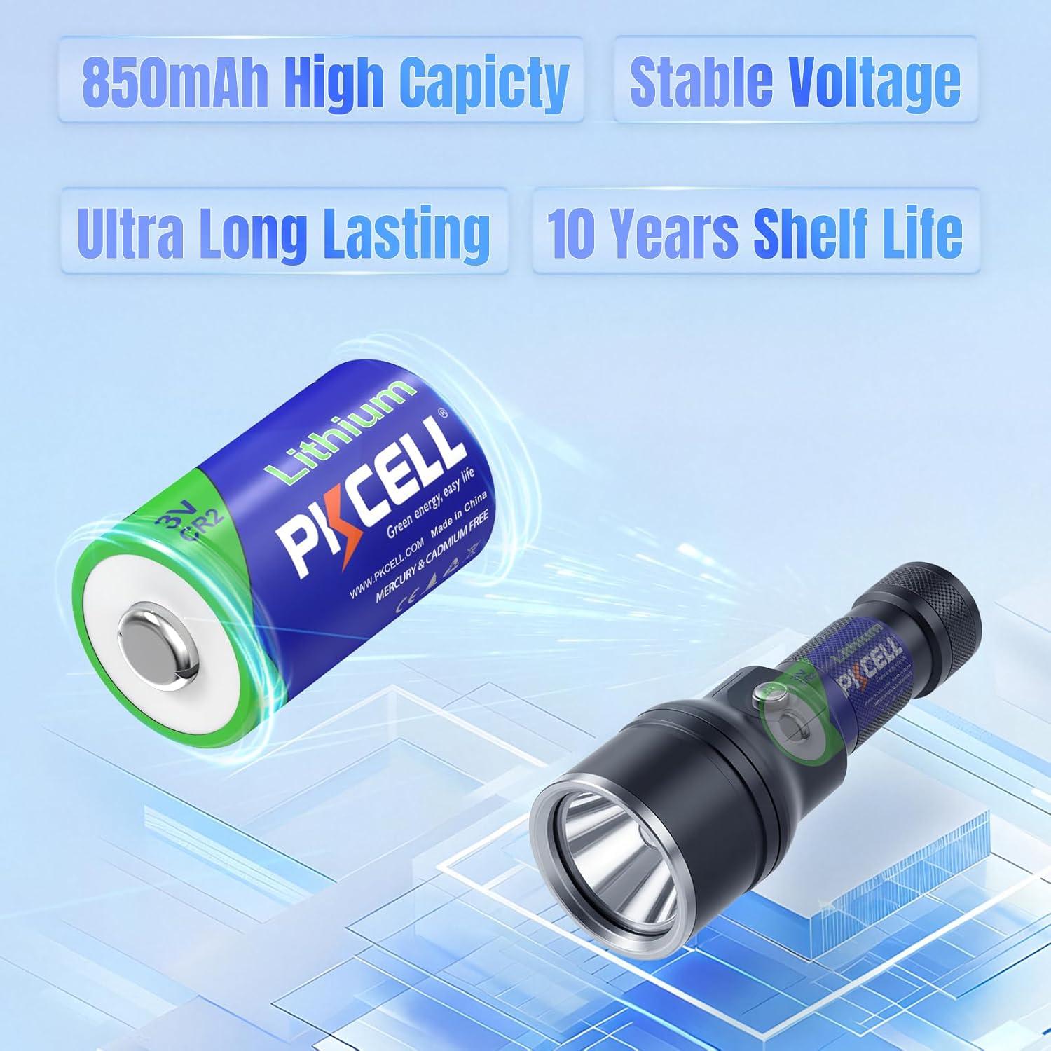 Baterías de Litio CR2 PKCELL 3V - Paquete de 4 Unidades