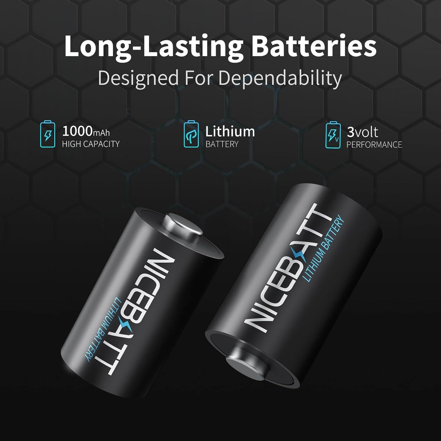 Baterías de Litio CR2 3V NICEBATT - 4 Unidades 800mAh