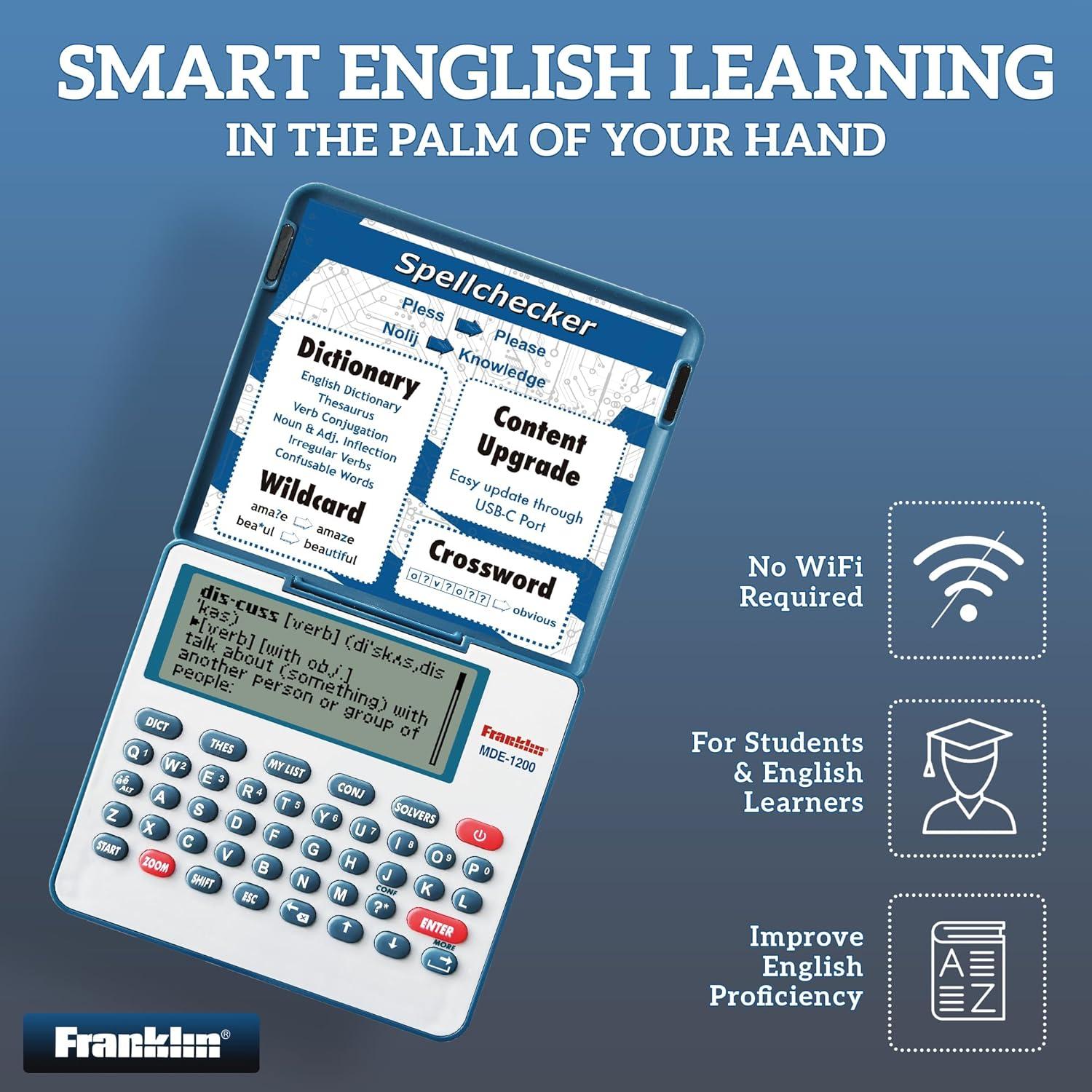 Diccionario Electrónico Franklin MDE-1200 - Inglés, Sinónimos, Ortografía