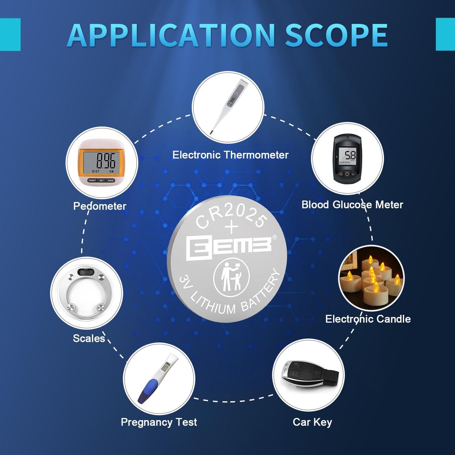 Baterías de Litio EEMB CR2025 Paquete de 5 Unidades 3V