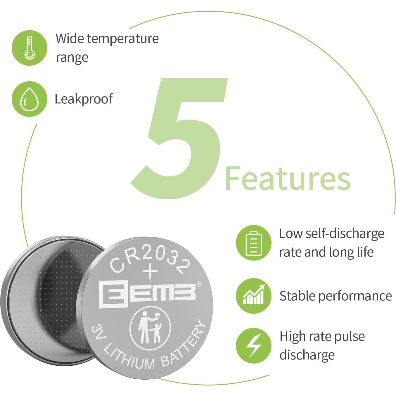 Baterías de Litio EEMB CR2032 - Paquete de 20 Unidades 3V