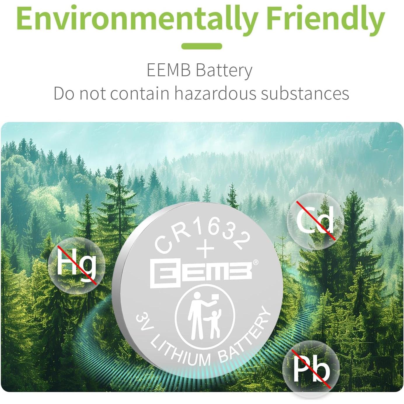 Paquete de 10 Baterías de Litio EEMB CR1632 3V 120mAh