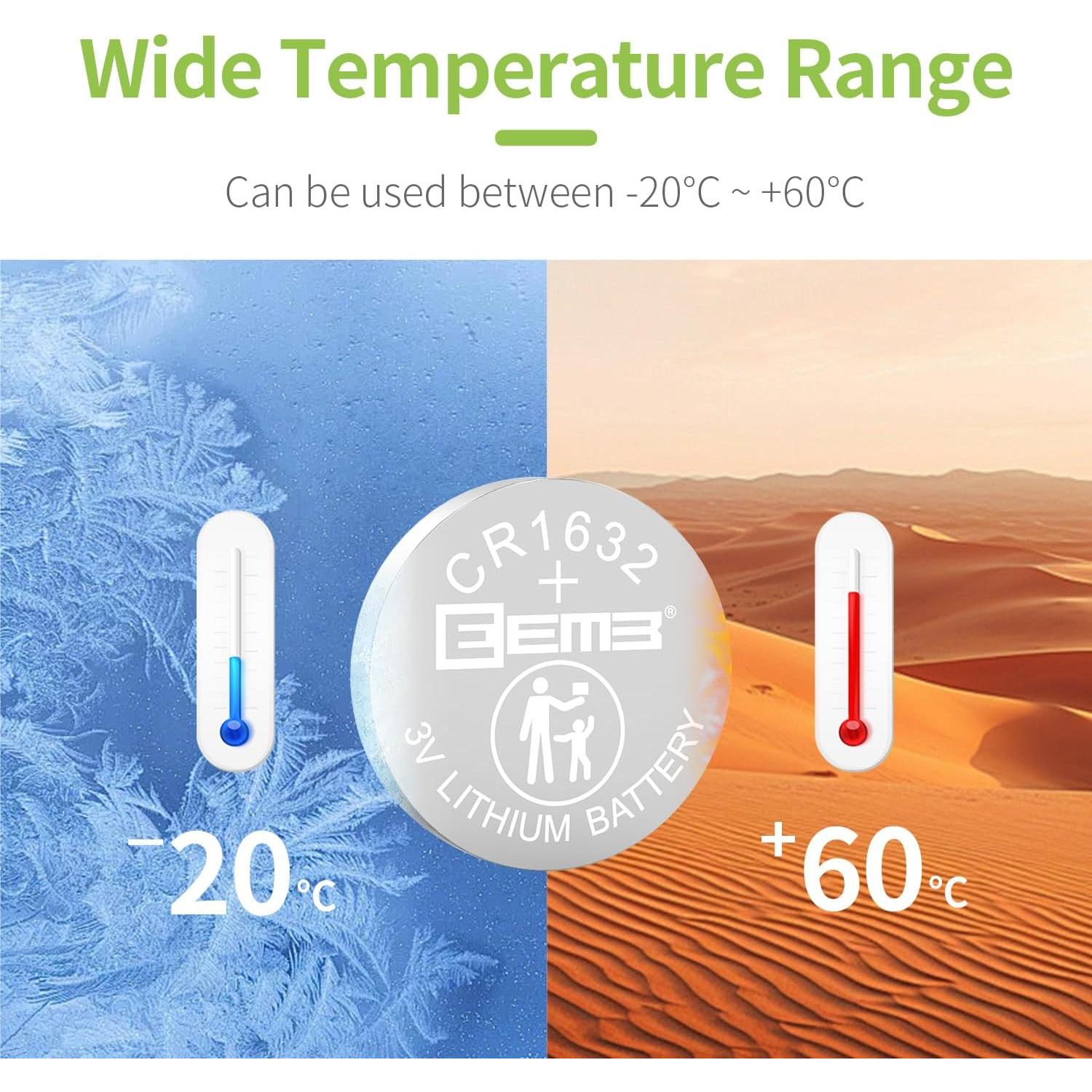 Paquete de 10 Baterías de Litio EEMB CR1632 3V 120mAh