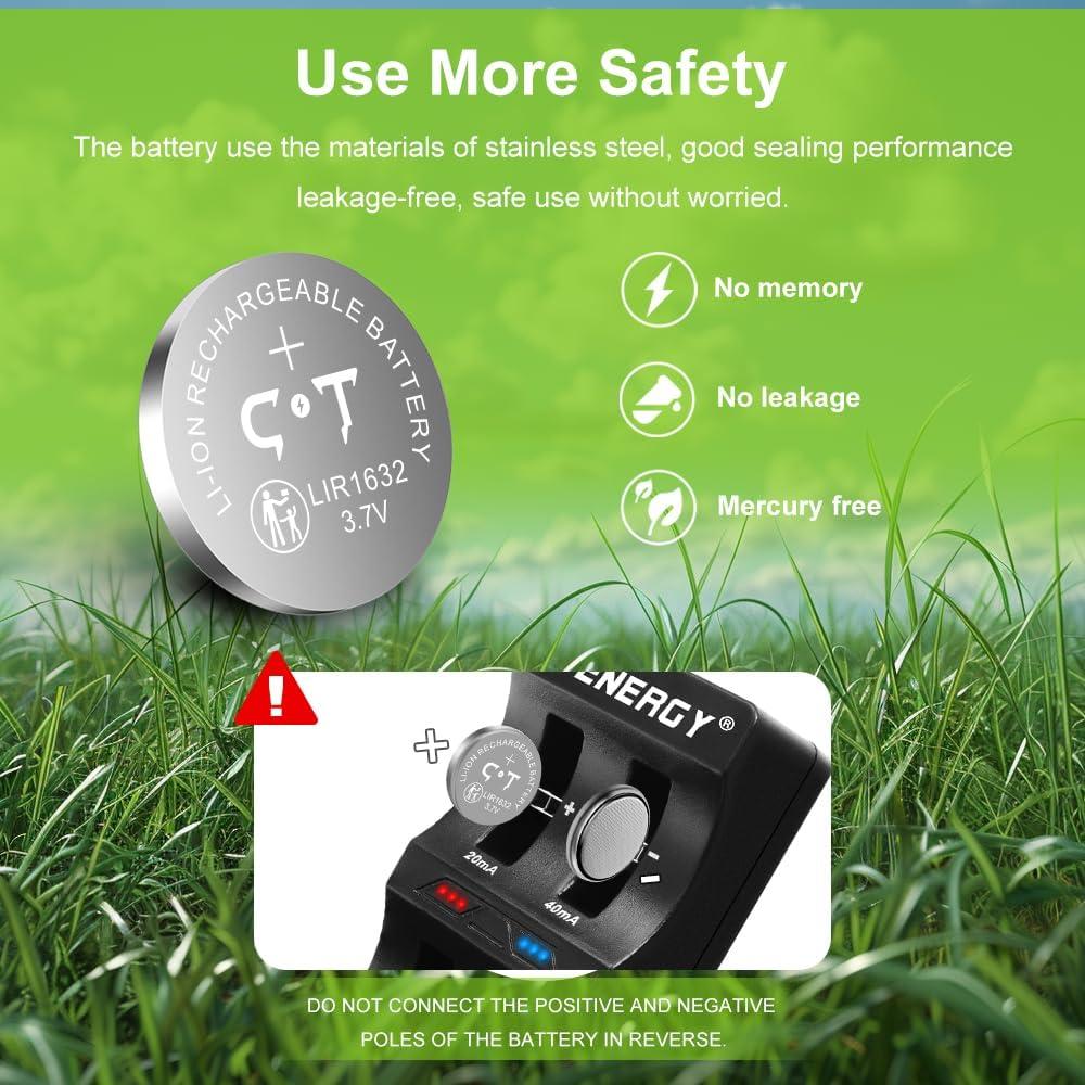 Baterías recargables LIR1632 CT-ENERGY 4 piezas 3.7V 30mAh