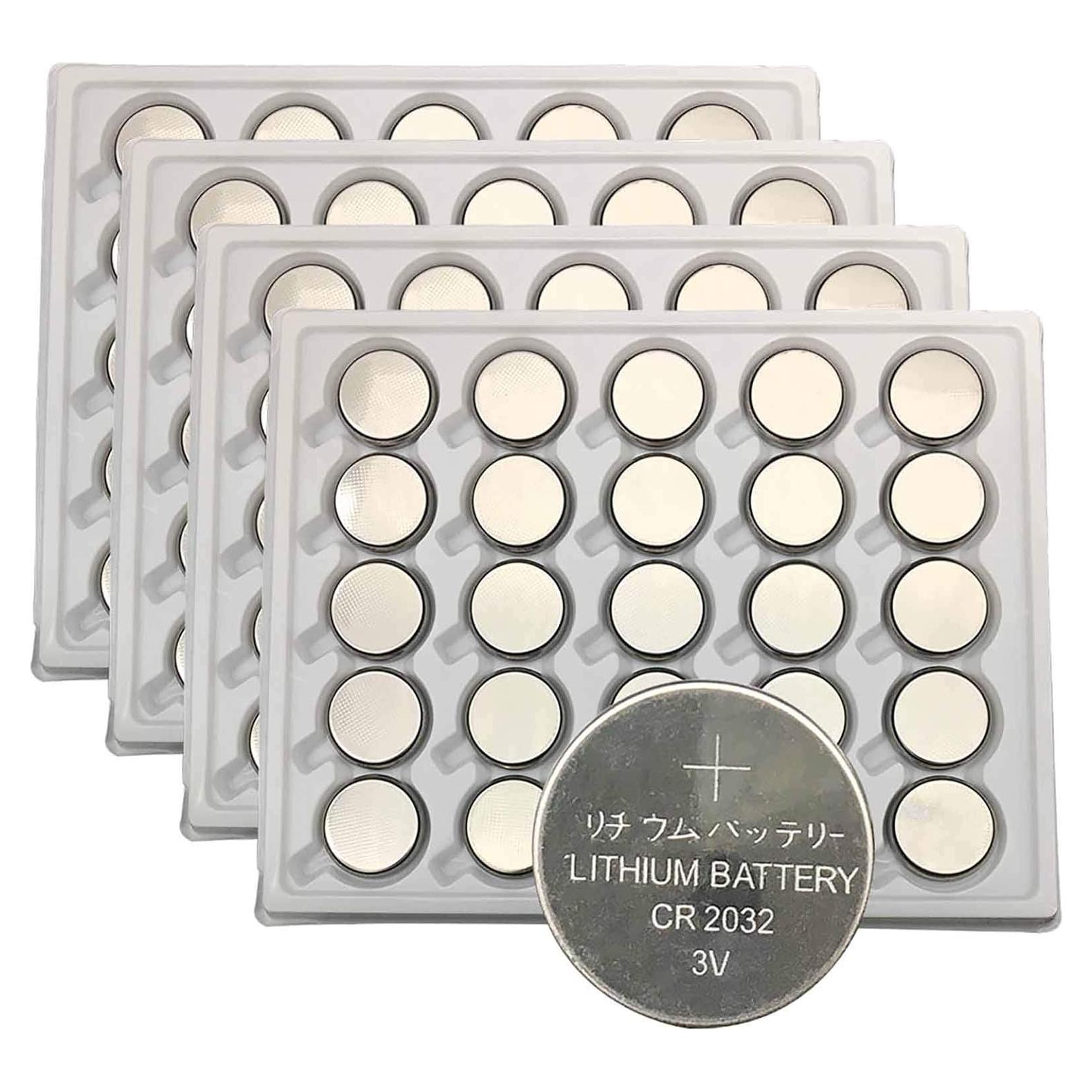 100 Baterías CR2032 de Litio 3V Guanpei - 20mm x 3.2mm