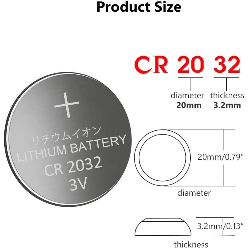 100 Baterías CR2032 de Litio 3V Guanpei - 20mm x 3.2mm