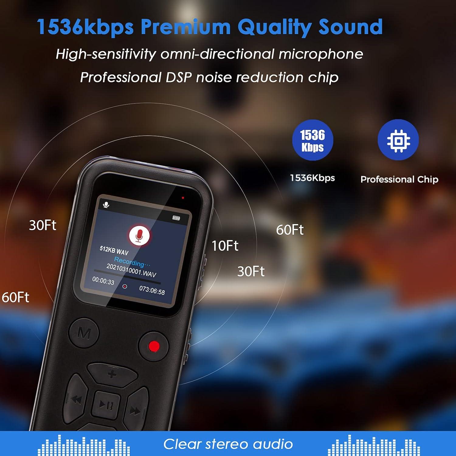 Grabadora Digital Activada por Voz dgtenk L77 72GB Audio