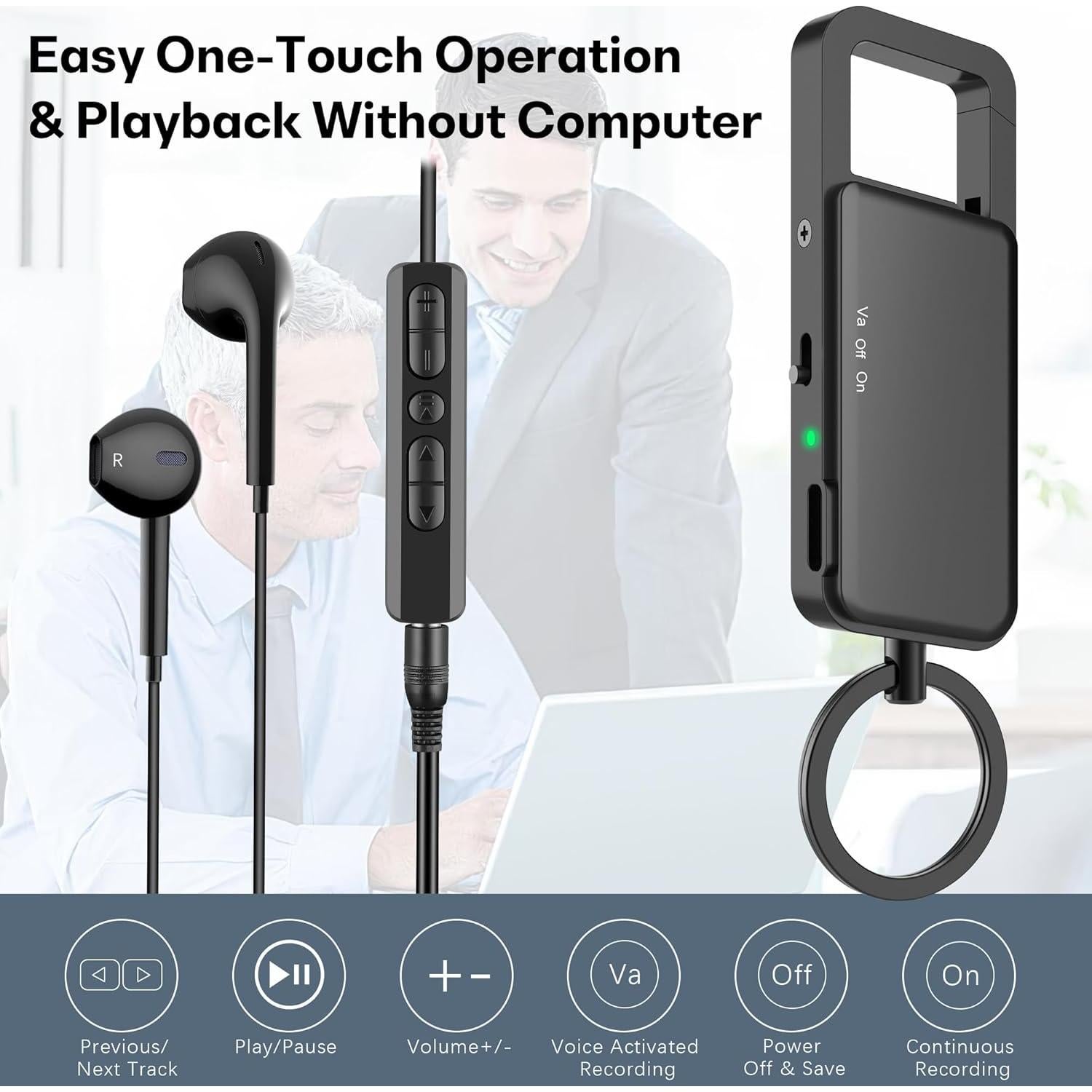 Grabadora de Voz Digital Kashevi KL150 128GB USB-C 24h Batería