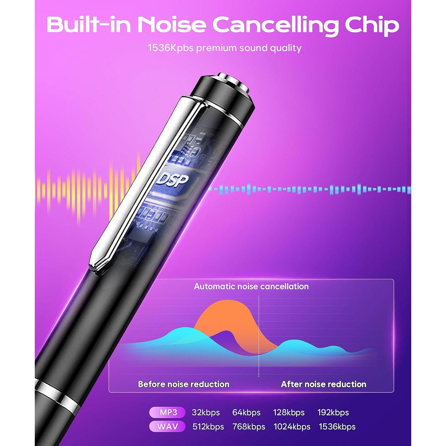 Grabadora de Voz Digital Qunifyed 64GB con Reducción de Ruido