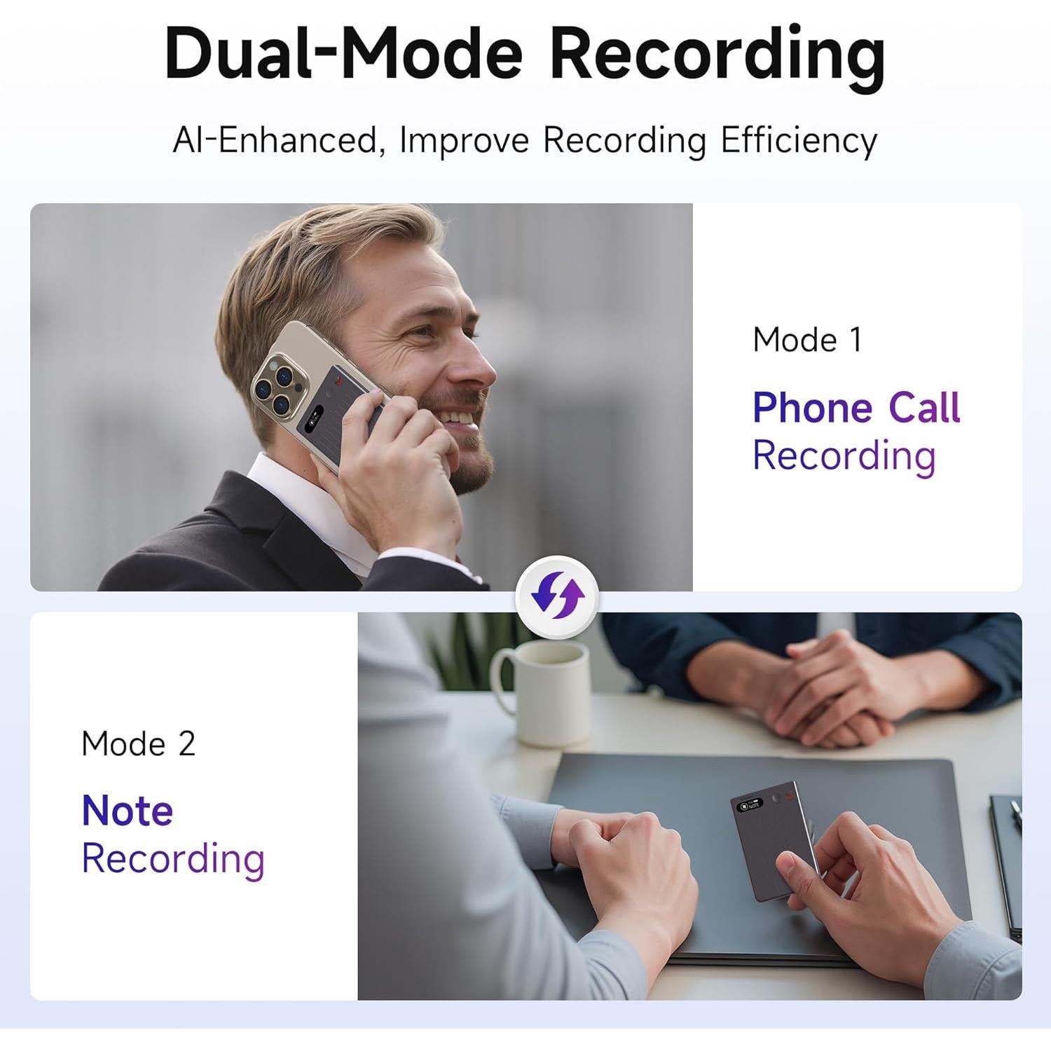 Grabadora de Voz AI Mugukue NanoRec 64GB 73H Batería Gris