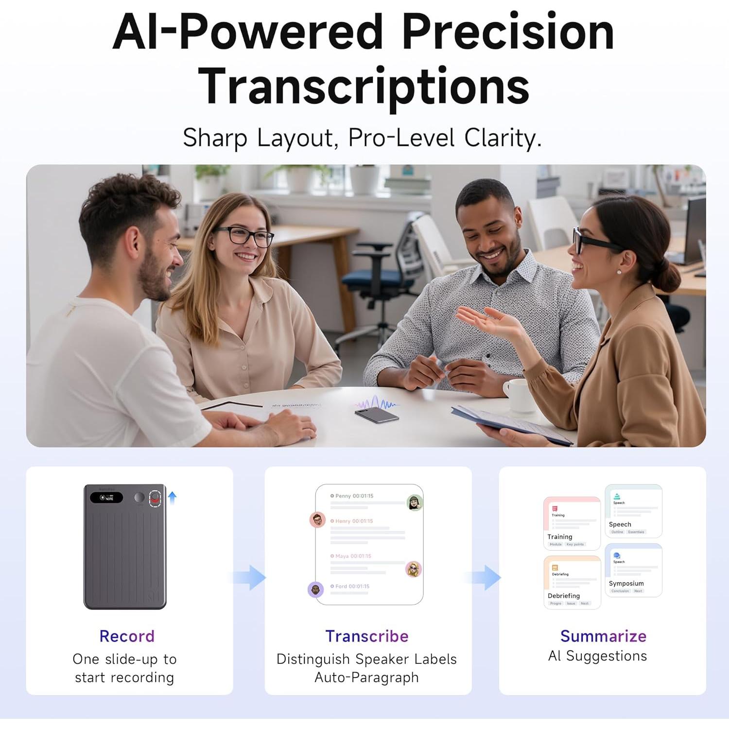 Grabadora de Voz AI Mugukue NanoRec 64GB 73H Batería Gris