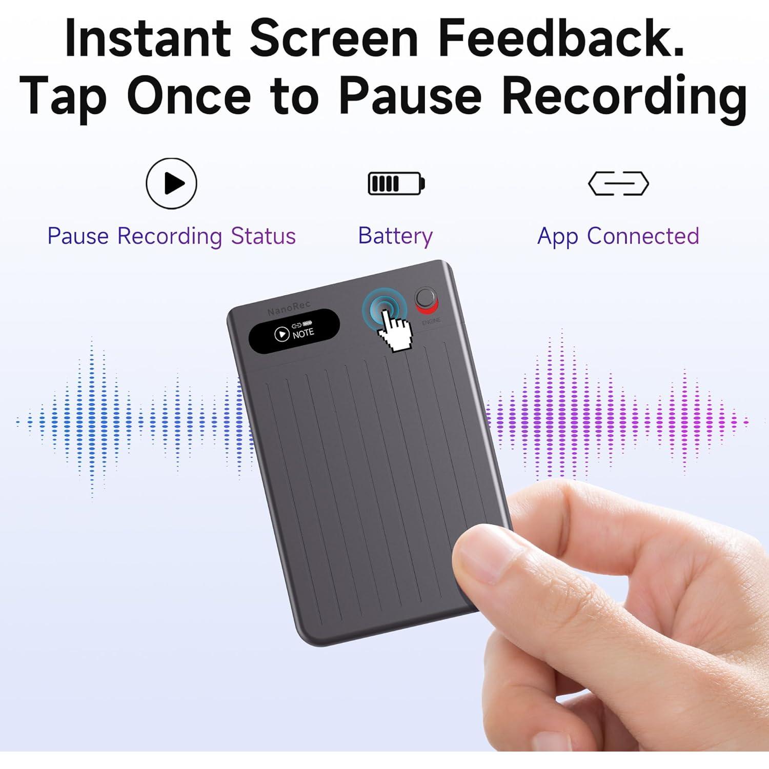 Grabadora de Voz AI Mugukue NanoRec 64GB 73H Batería Gris