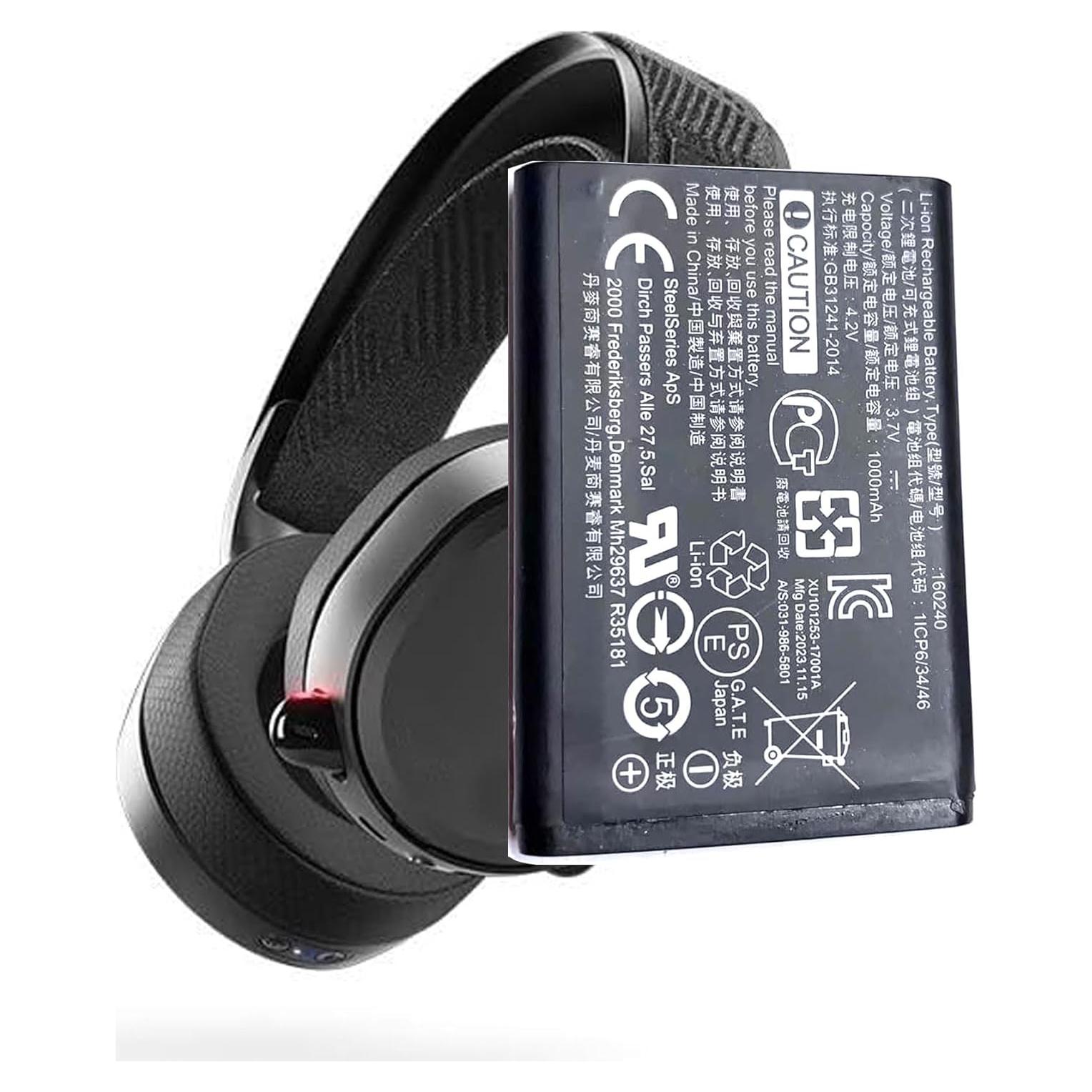 Batería de Reemplazo 160240 para Auriculares SteelSeries Arctis Pro 1000mAh 3.7V