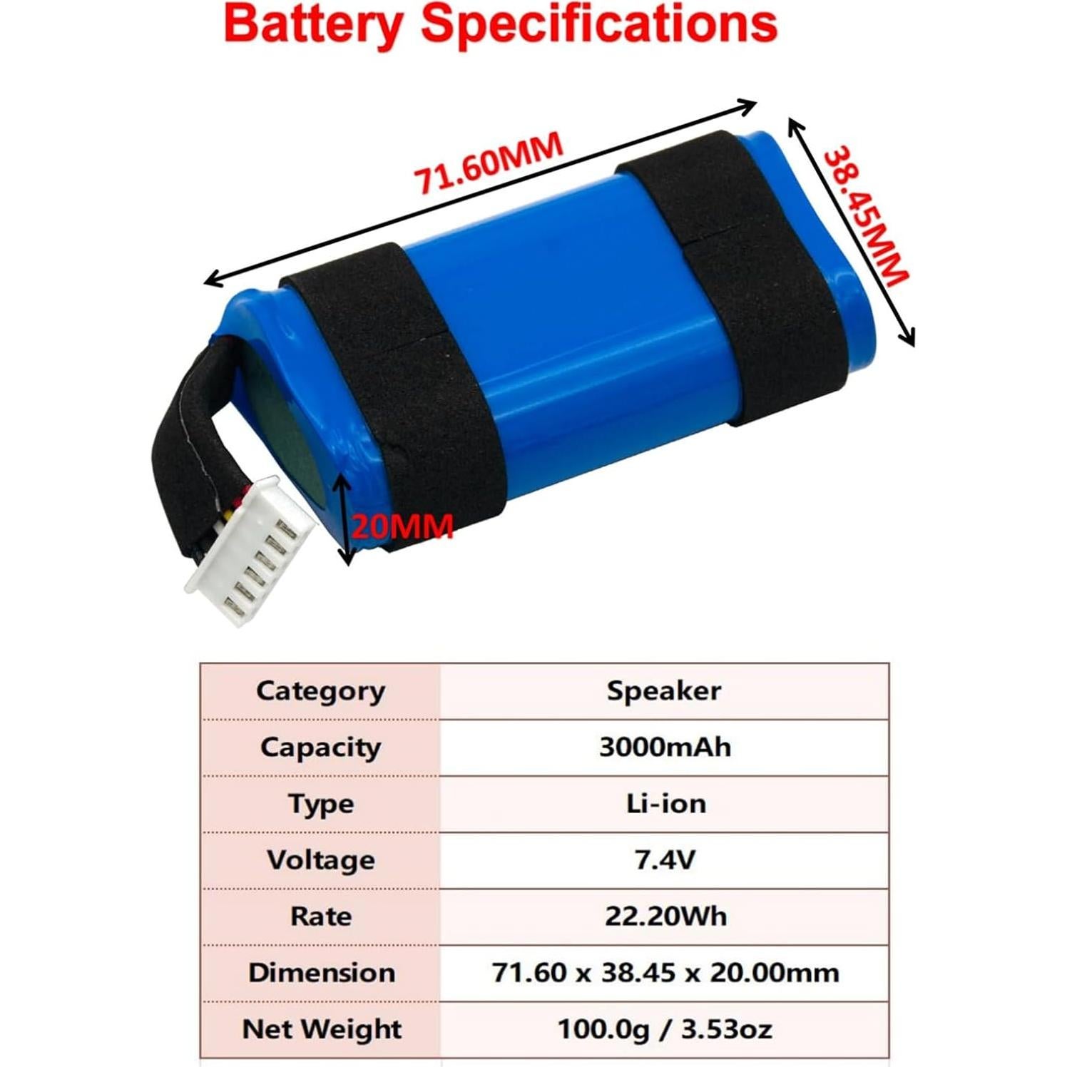 Batería de Reemplazo Li-ion SUN-INTE-265 para PartyBox On-The-Go 3000mAh