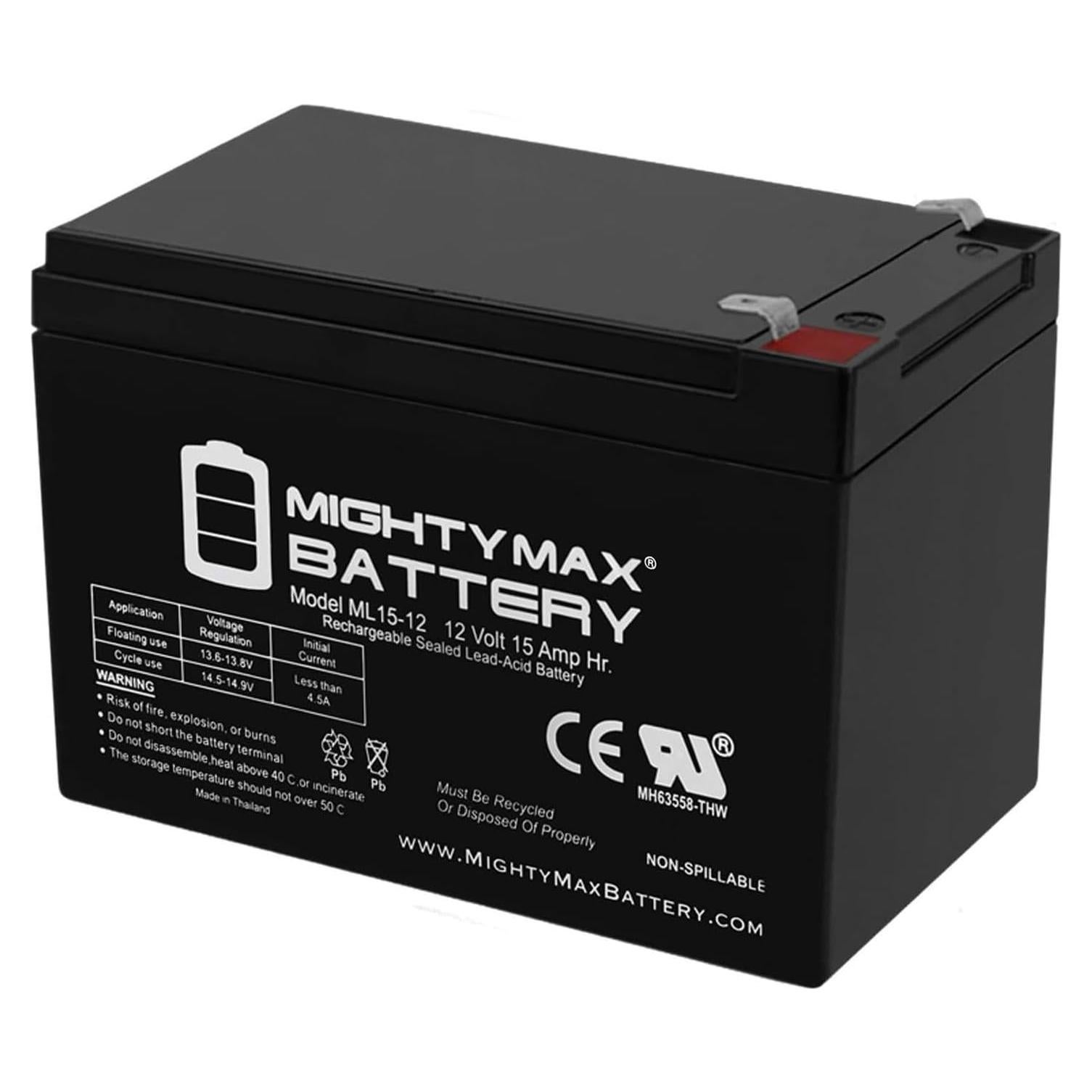 Batería recargable 12V 15AH Mighty Max ML15-12 SLA F2