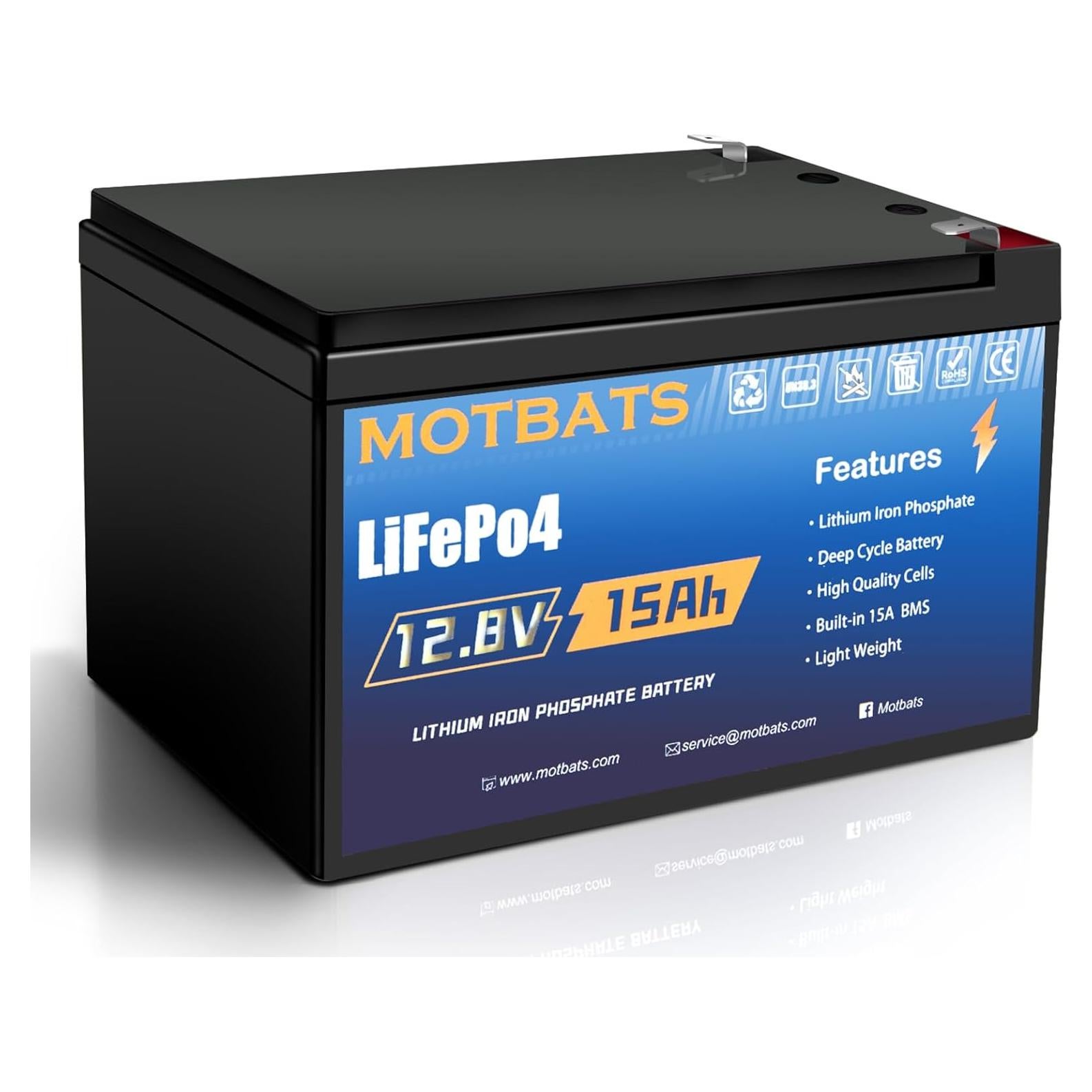 Batería Recargable de Litio 12V 15Ah MotBats para Energía Solar