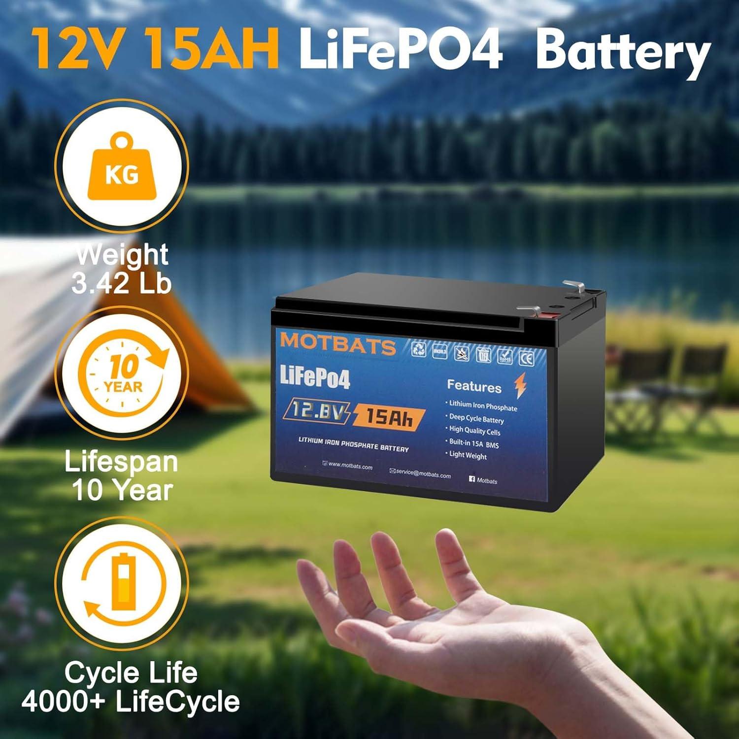 Batería Recargable de Litio 12V 15Ah MotBats para Energía Solar