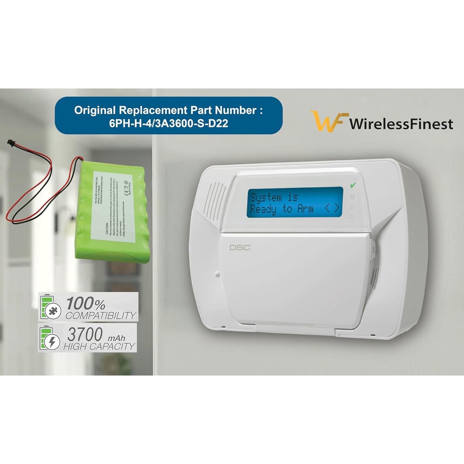 Batería de Reemplazo WirelessFinest 7.2V 3700mAh para DSC