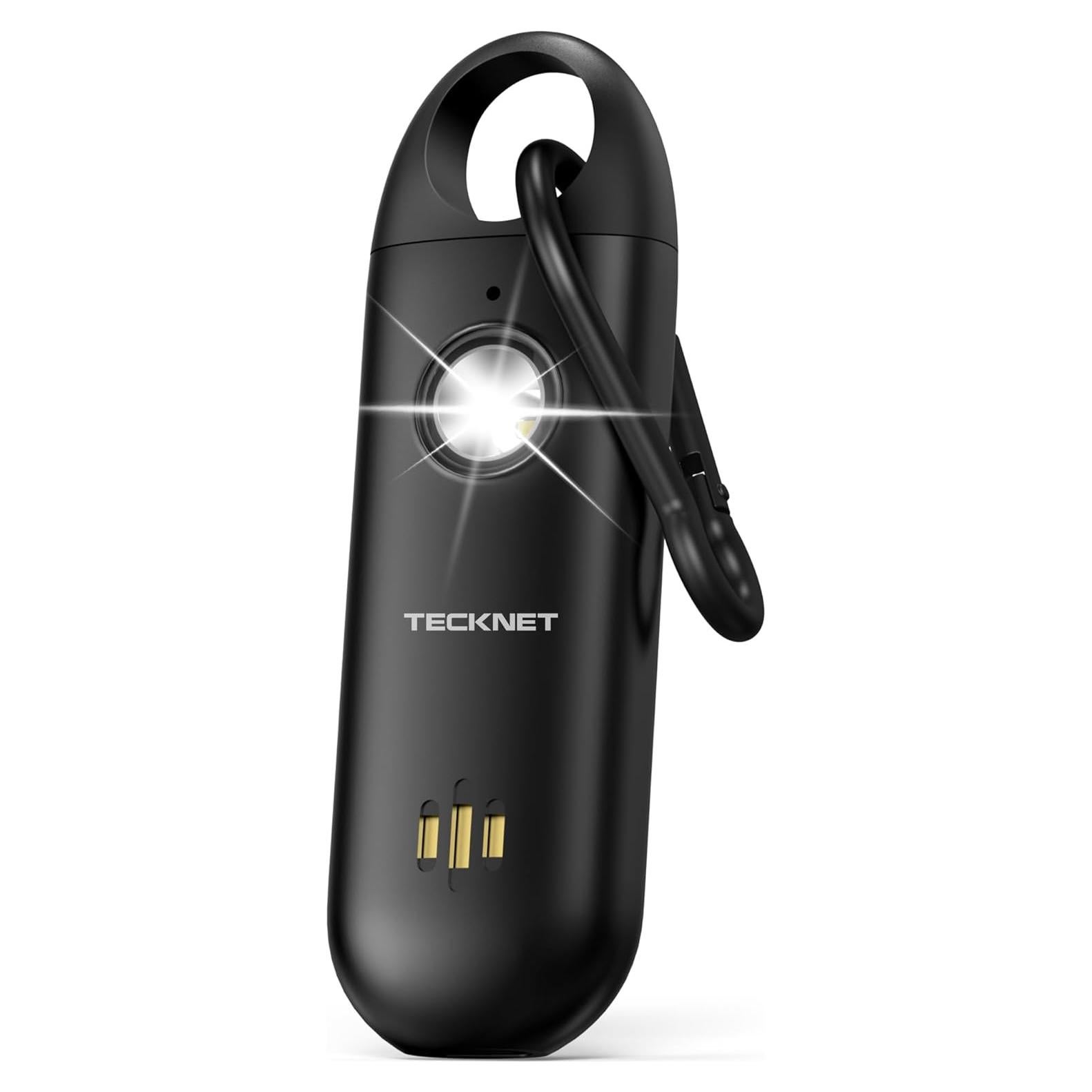 Alarma Personal TECKNET 130dB Recargable con Luz Estroboscópica