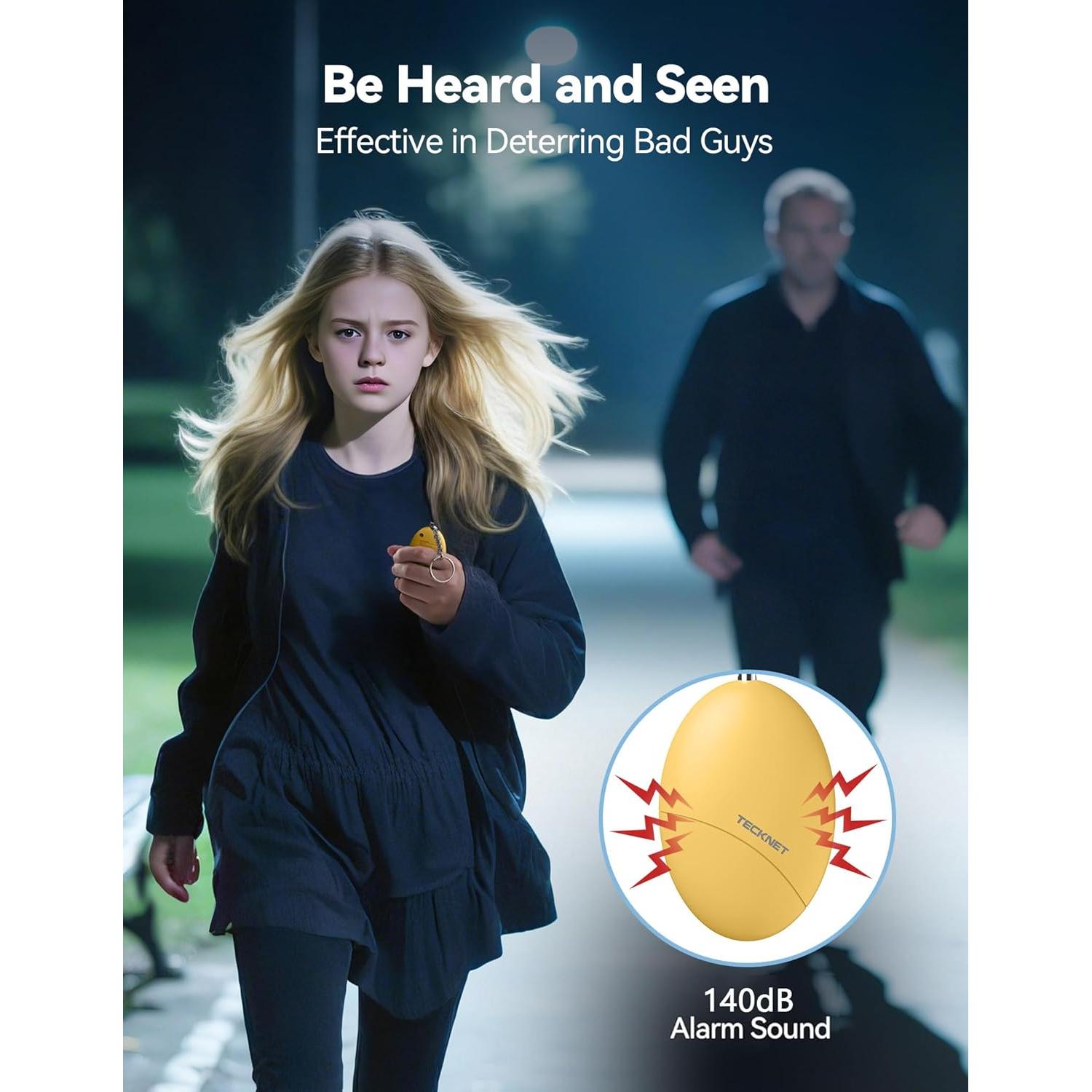 Alarma Personal TECKNET 140dB Llavero de Seguridad 2 Pack
