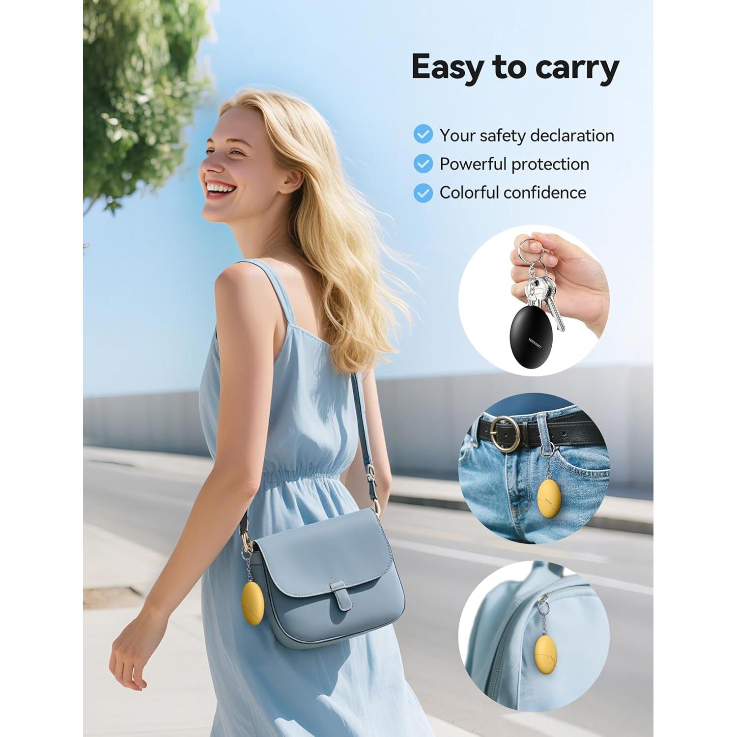 Alarma Personal TECKNET 140dB Llavero de Seguridad 2 Pack