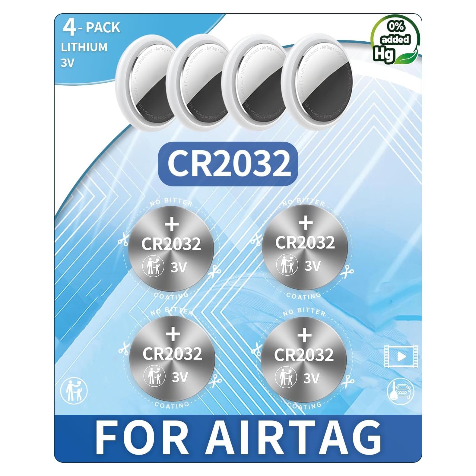 Paquete de 4 Baterías CR2032 KKNCO para Apple AirTag