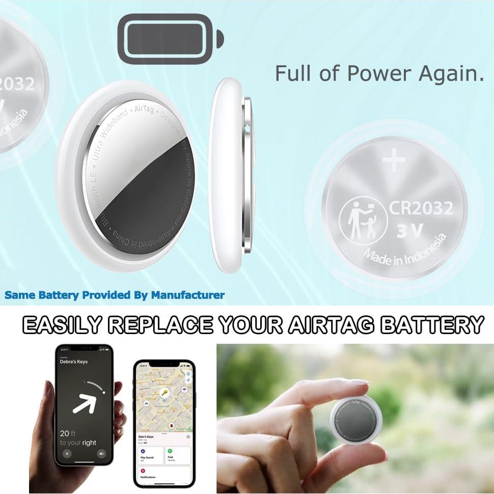 Paquete de 4 Baterías CR2032 KKNCO para Apple AirTag