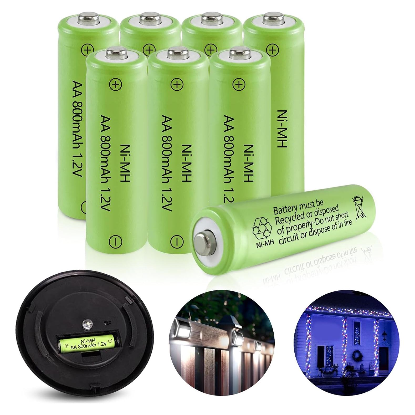 Baterías Recargables AA JINTION 800mAh NiMH Solar - Paquete de 8