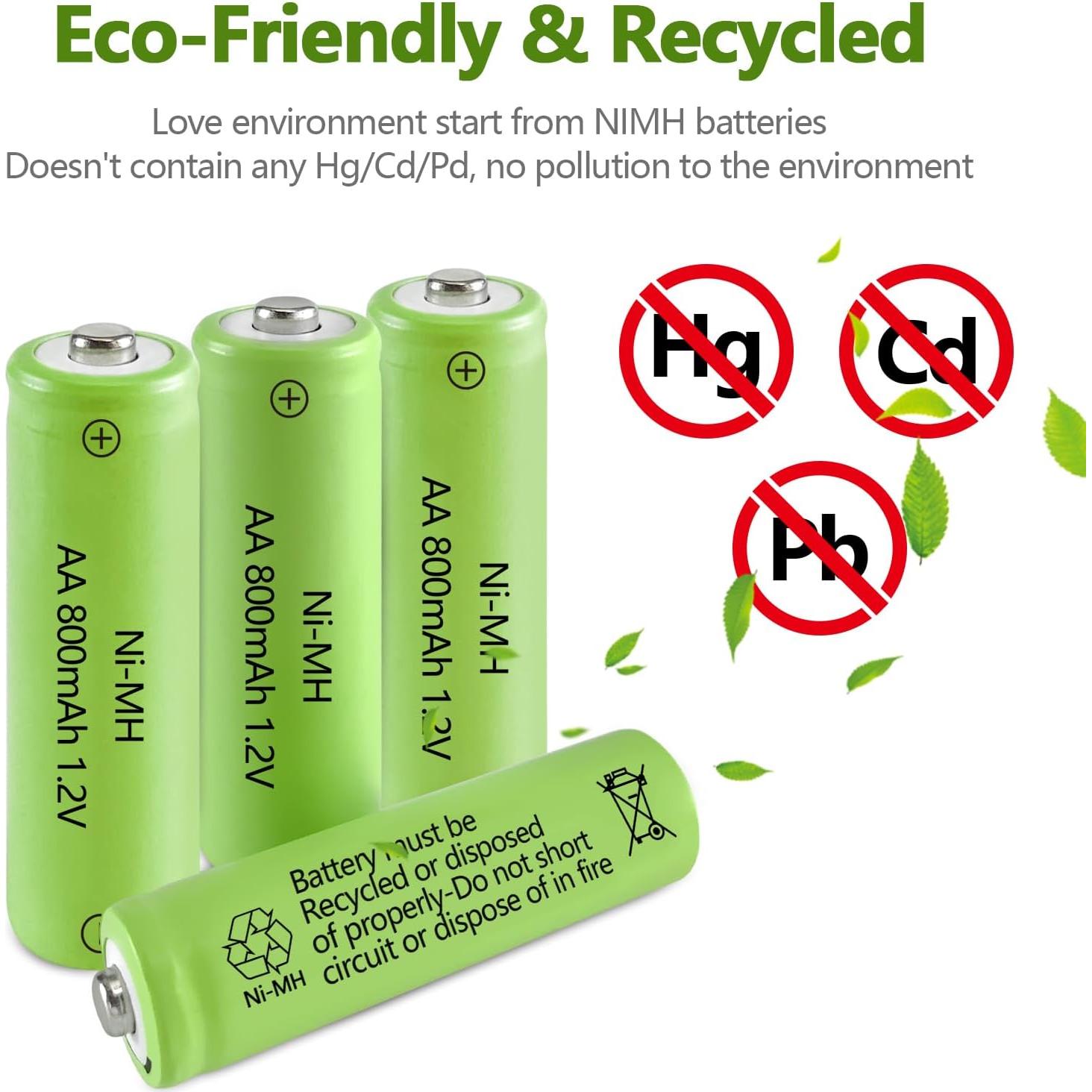 Baterías Recargables AA JINTION 800mAh NiMH Solar - Paquete de 8