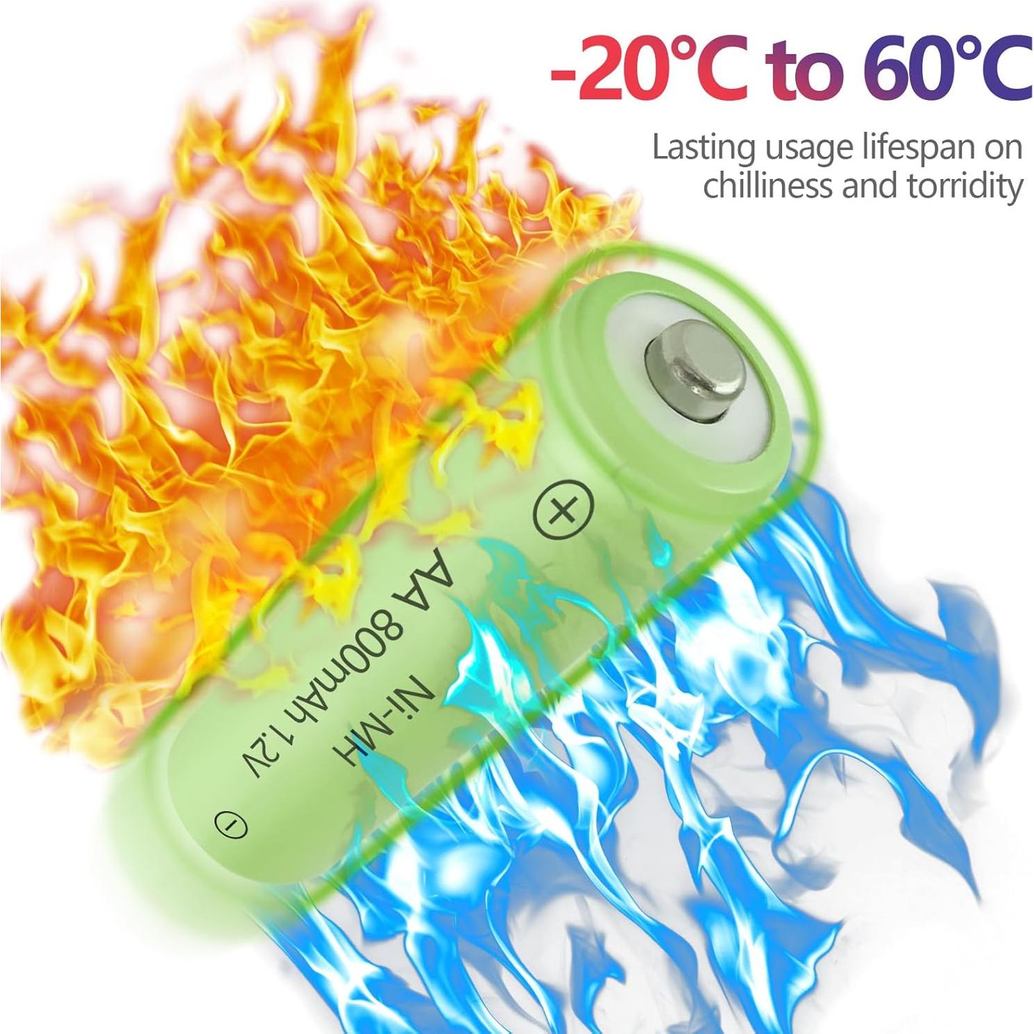 Baterías Recargables AA JINTION 800mAh NiMH Solar - Paquete de 8