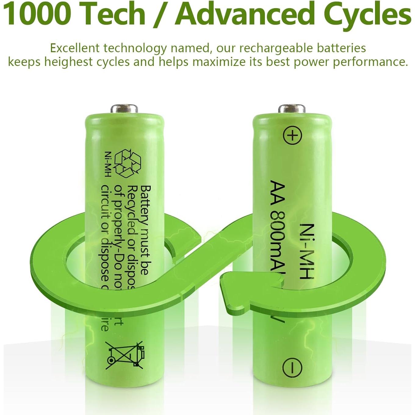 Baterías Recargables AA JINTION 800mAh NiMH Solar - Paquete de 8