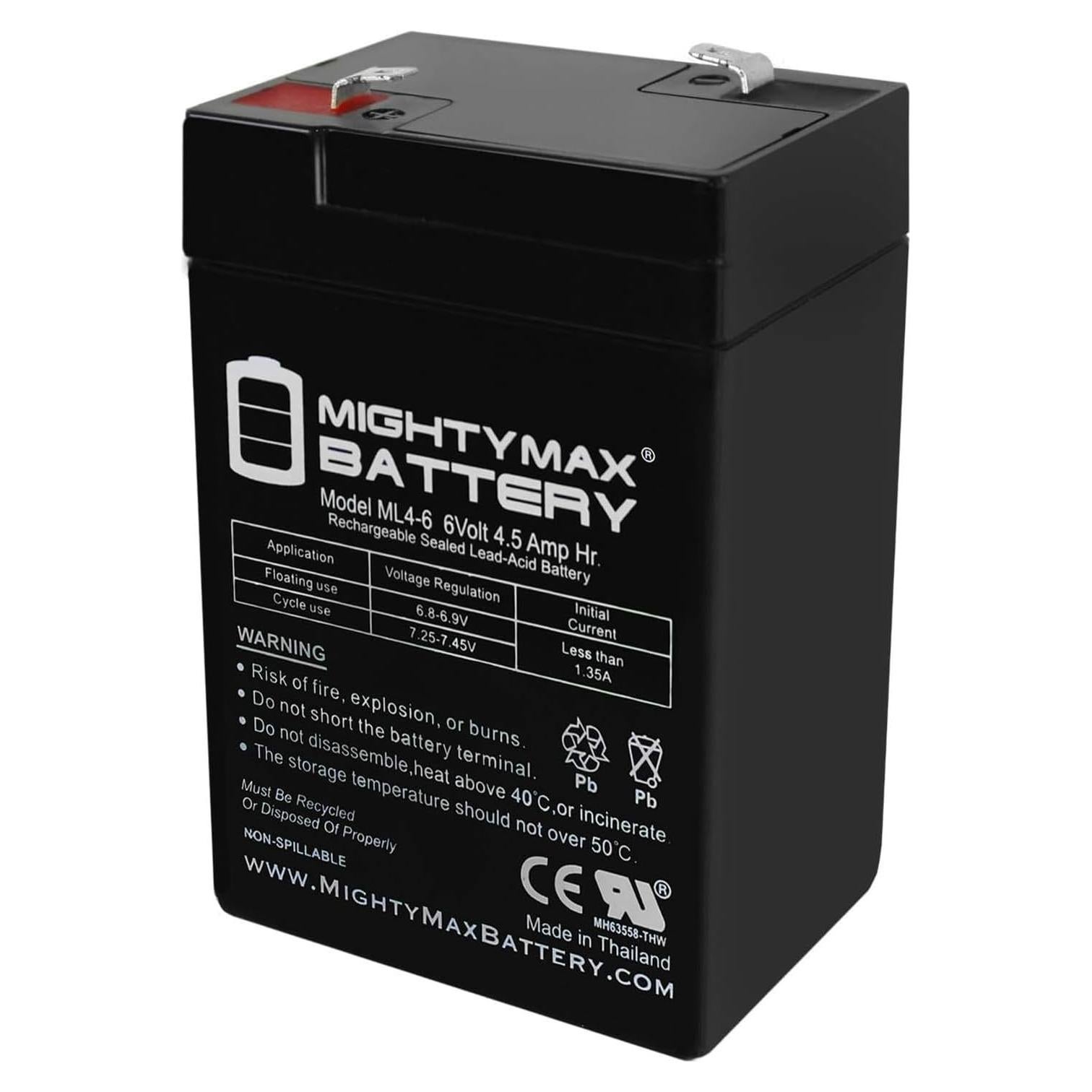 Batería recargable 6V 4.5AH Mighty Max para linterna Coleman