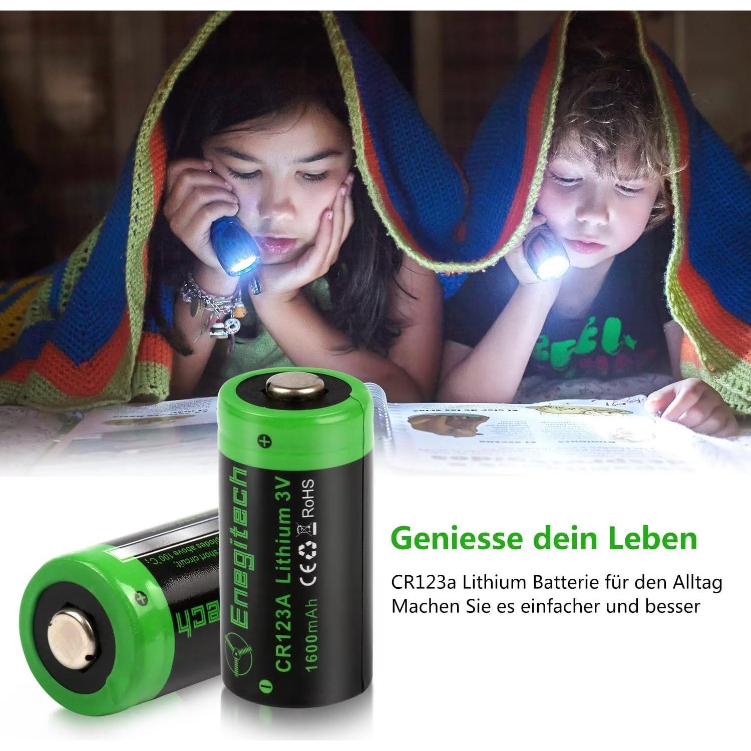 Batería de Litio Enegitech CR123A 3V Paquete de 4 Unidades