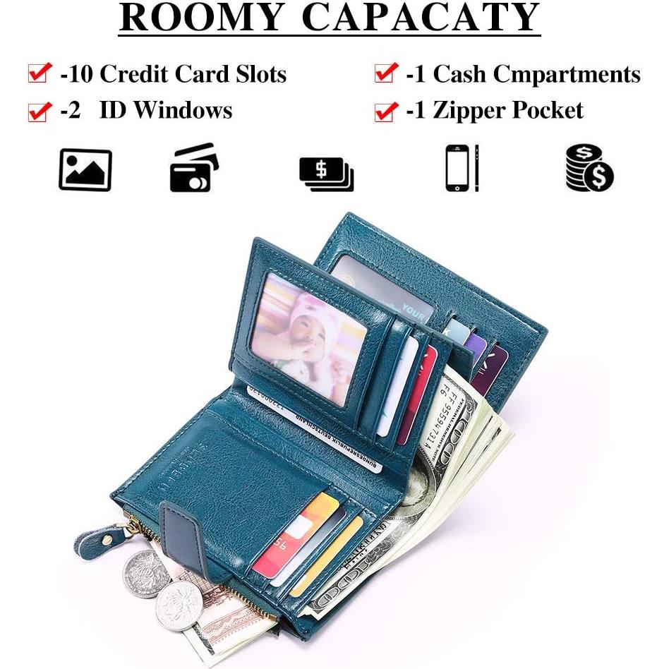 Billetera Compacta de Cuero FALAN MULE para Mujer Azul