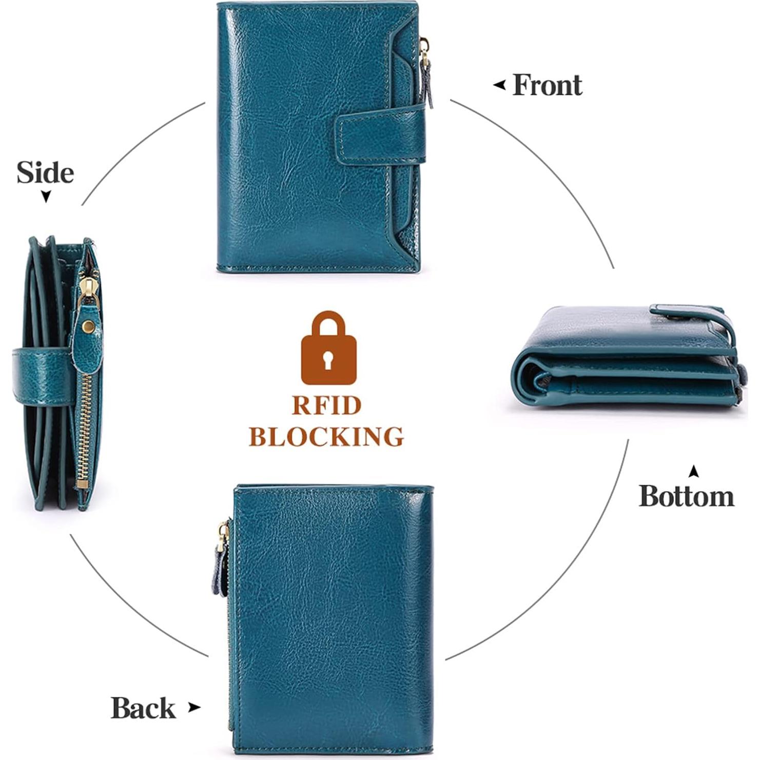 Billetera Compacta de Cuero FALAN MULE para Mujer Azul