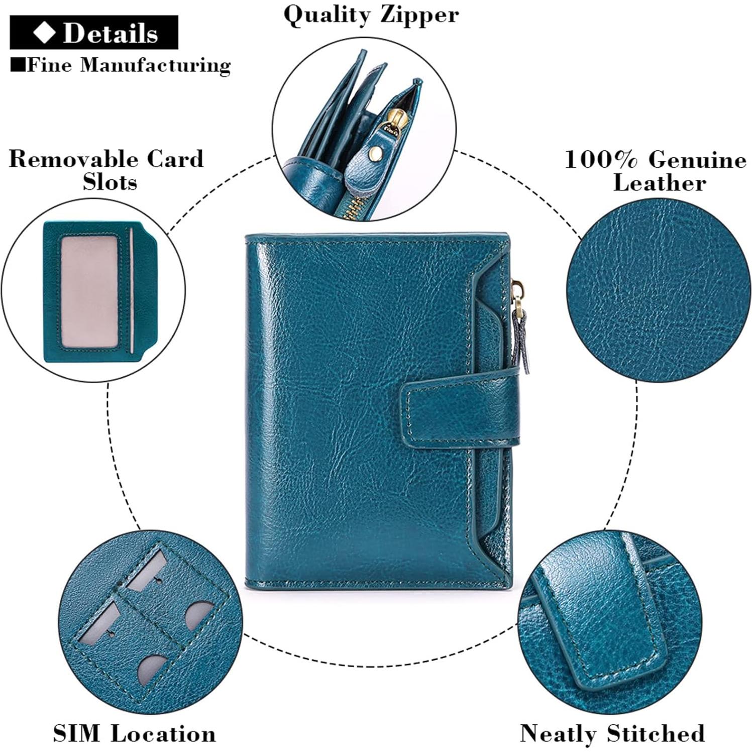 Billetera Compacta de Cuero FALAN MULE para Mujer Azul