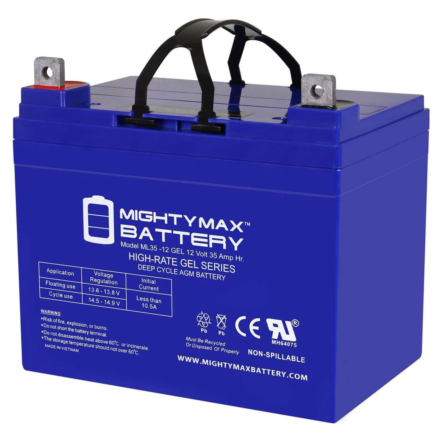 Batería Gel 12V 35AH Mighty Max ML35-12GEL para Carro de Golf