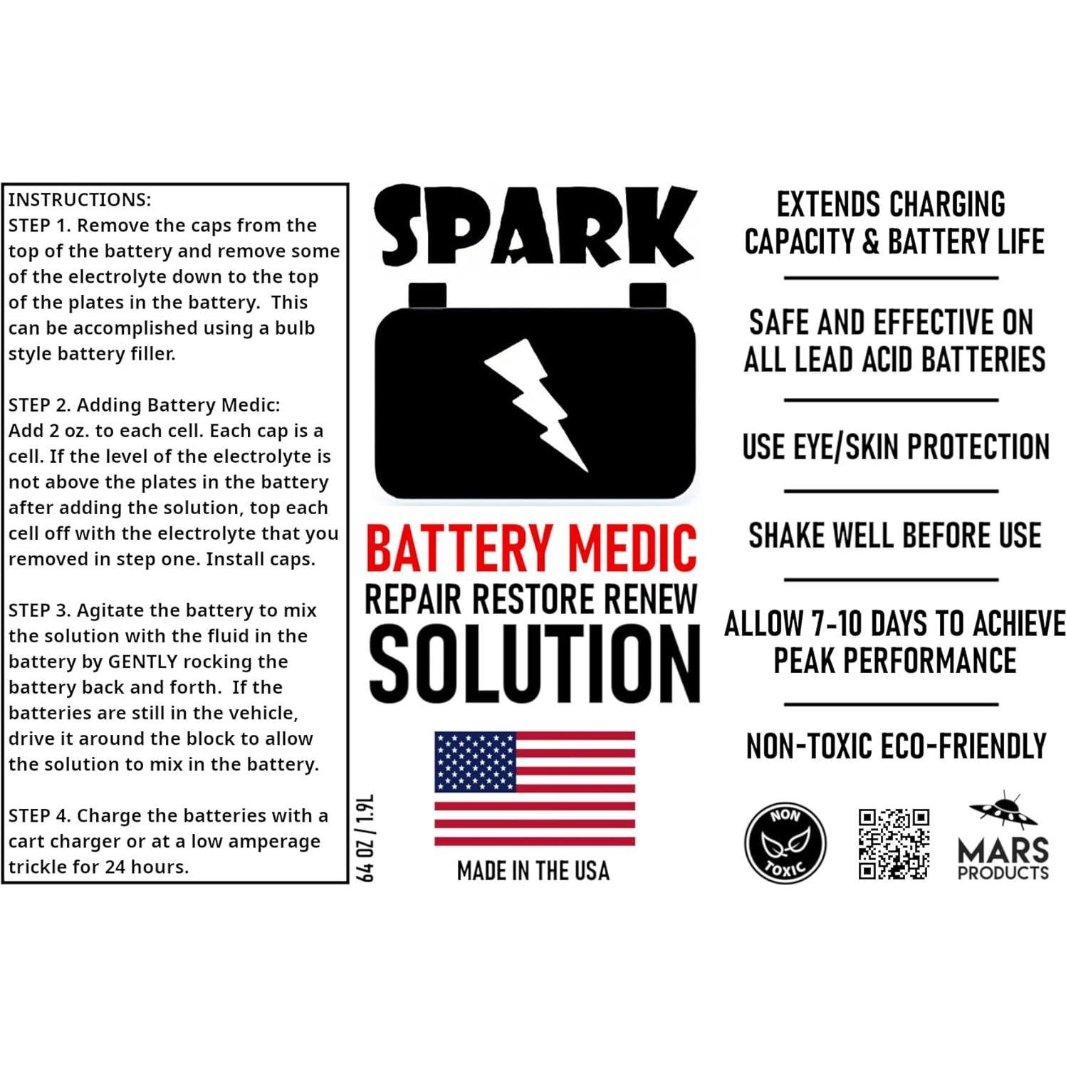 Restaurador de Baterías SPARK Battery Medic 64oz - Plomo Ácido