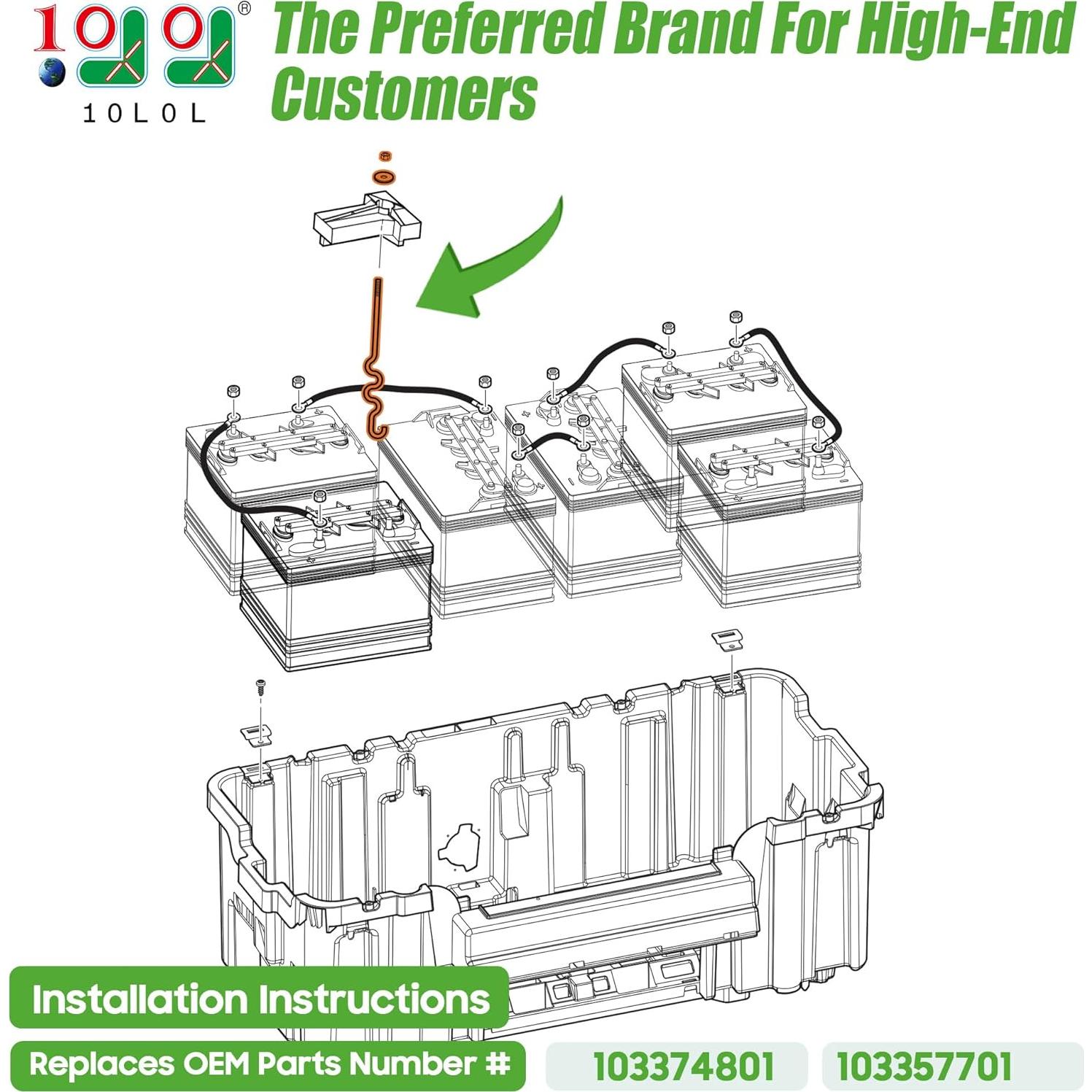 Kit de Varillas de Sujeción de Batería 10L0L para Club Car Precedent