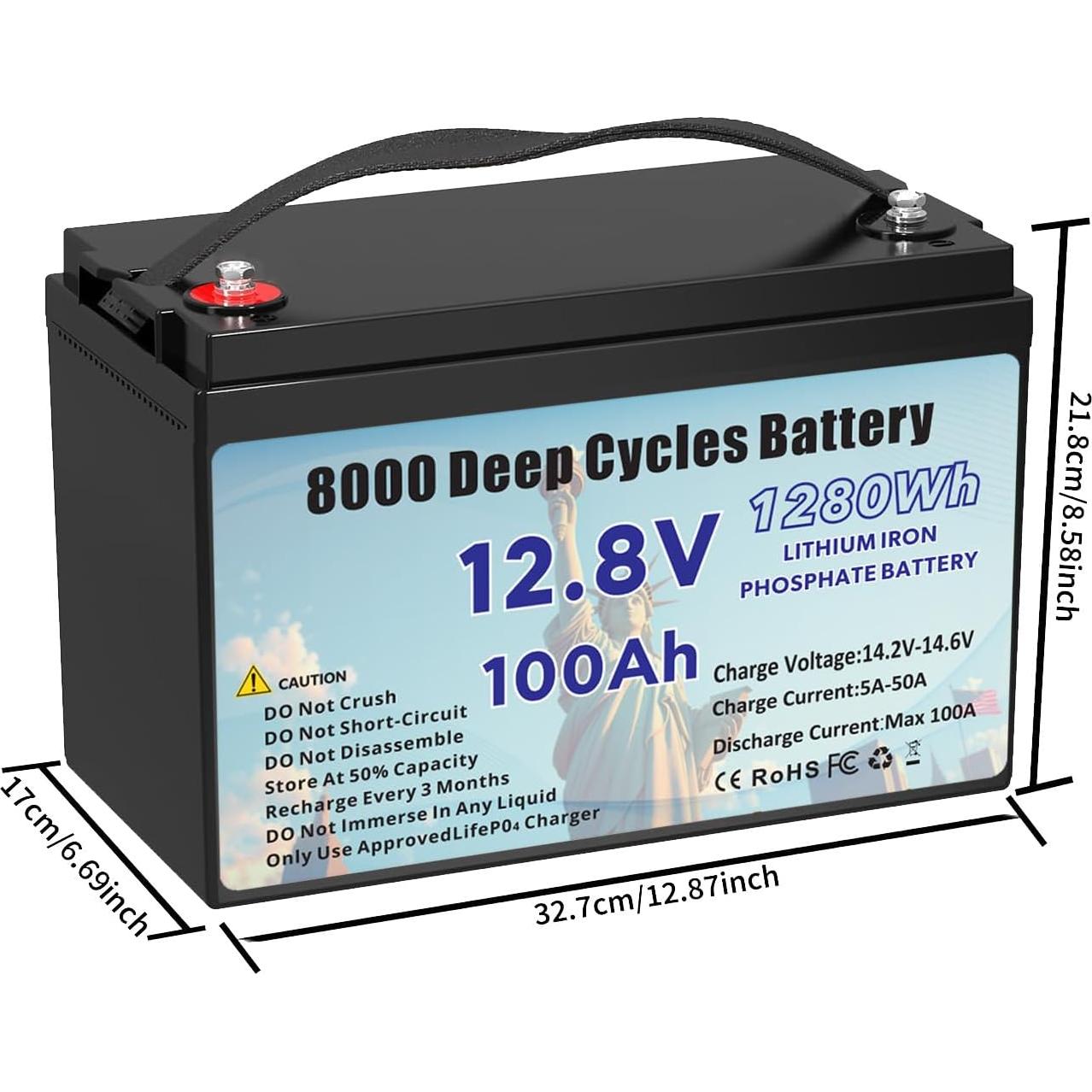 Batería de Litio 12.8V 100Ah Genérico con BMS 8000 ciclos