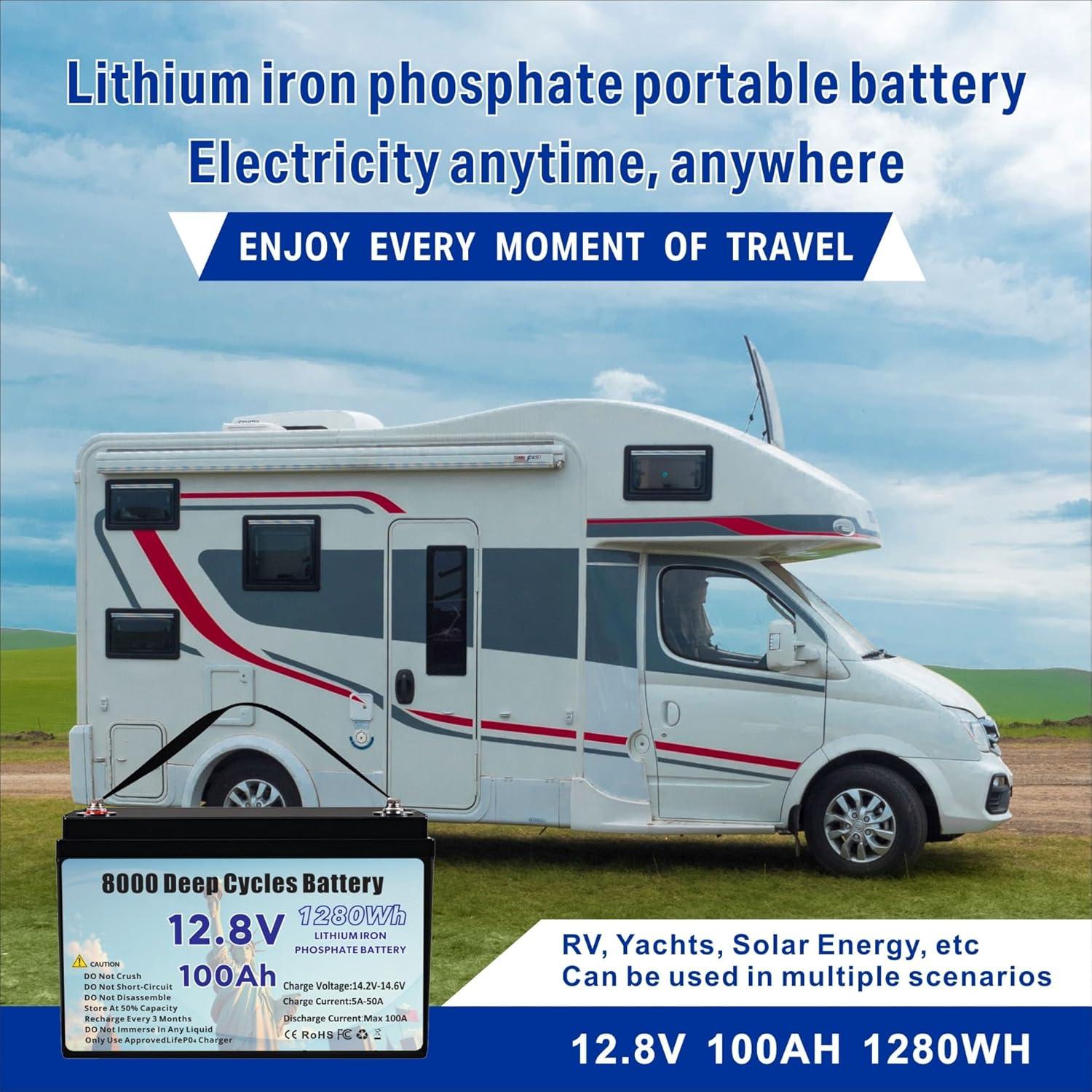 Batería de Litio 12.8V 100Ah Genérico con BMS 8000 ciclos