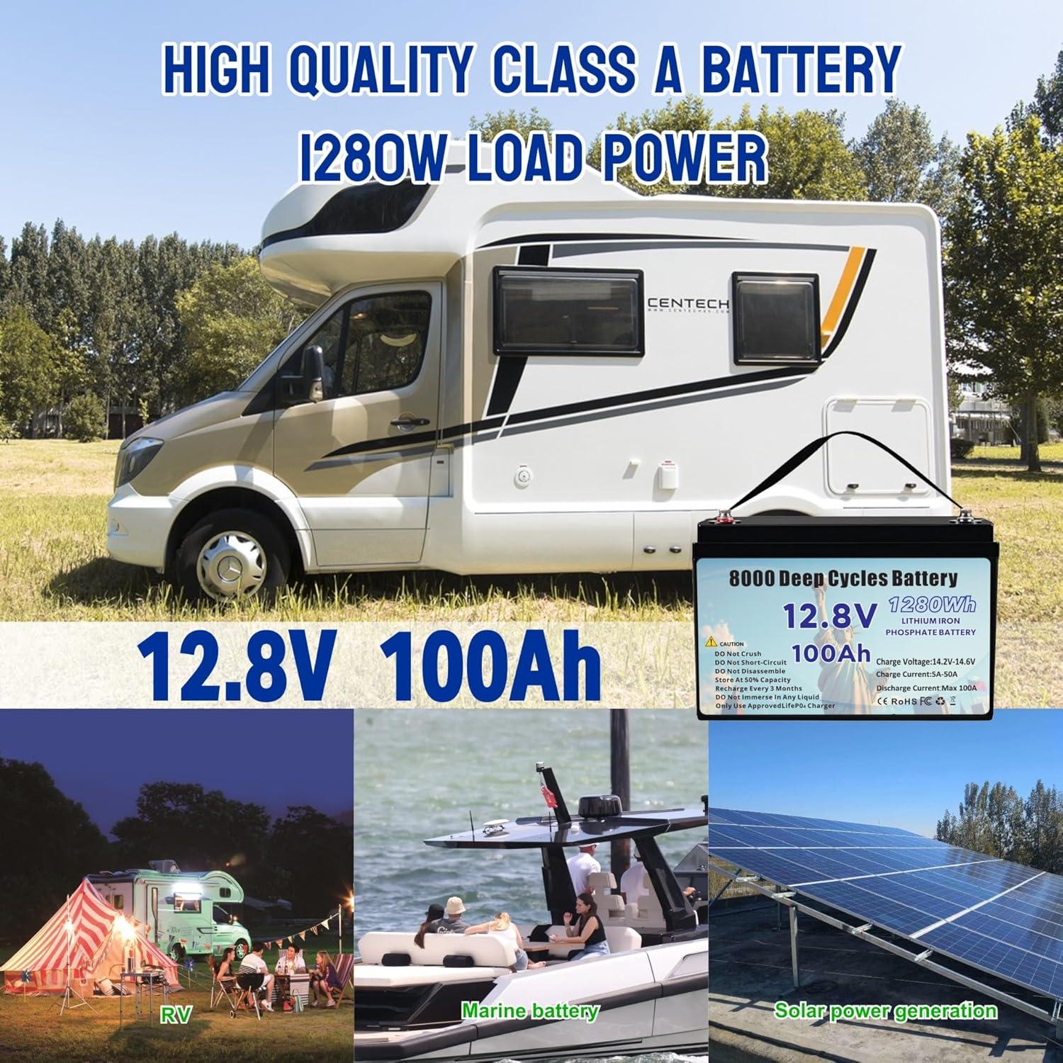 Batería de Litio 12.8V 100Ah Genérico con BMS 8000 ciclos