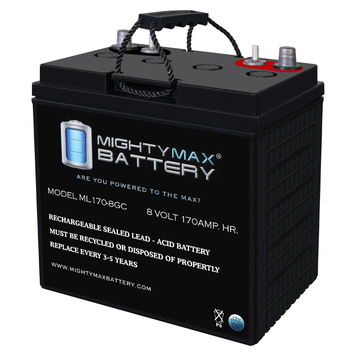 Batería Mighty Max 8V 170Ah AGM Terminal Doble para Carrito de Golf