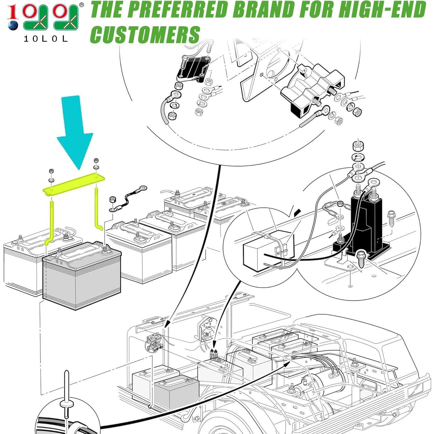 Kit de Placa y Varilla de Sujeción de Batería 10L0L para Carro de Golf Eléctrico Club Car DS y Carryall 1998-2005