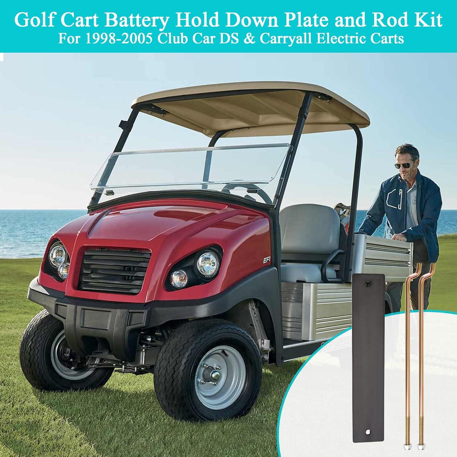 Kit de Placa y Varilla de Sujeción de Batería 10L0L para Carro de Golf Eléctrico Club Car DS y Carryall 1998-2005