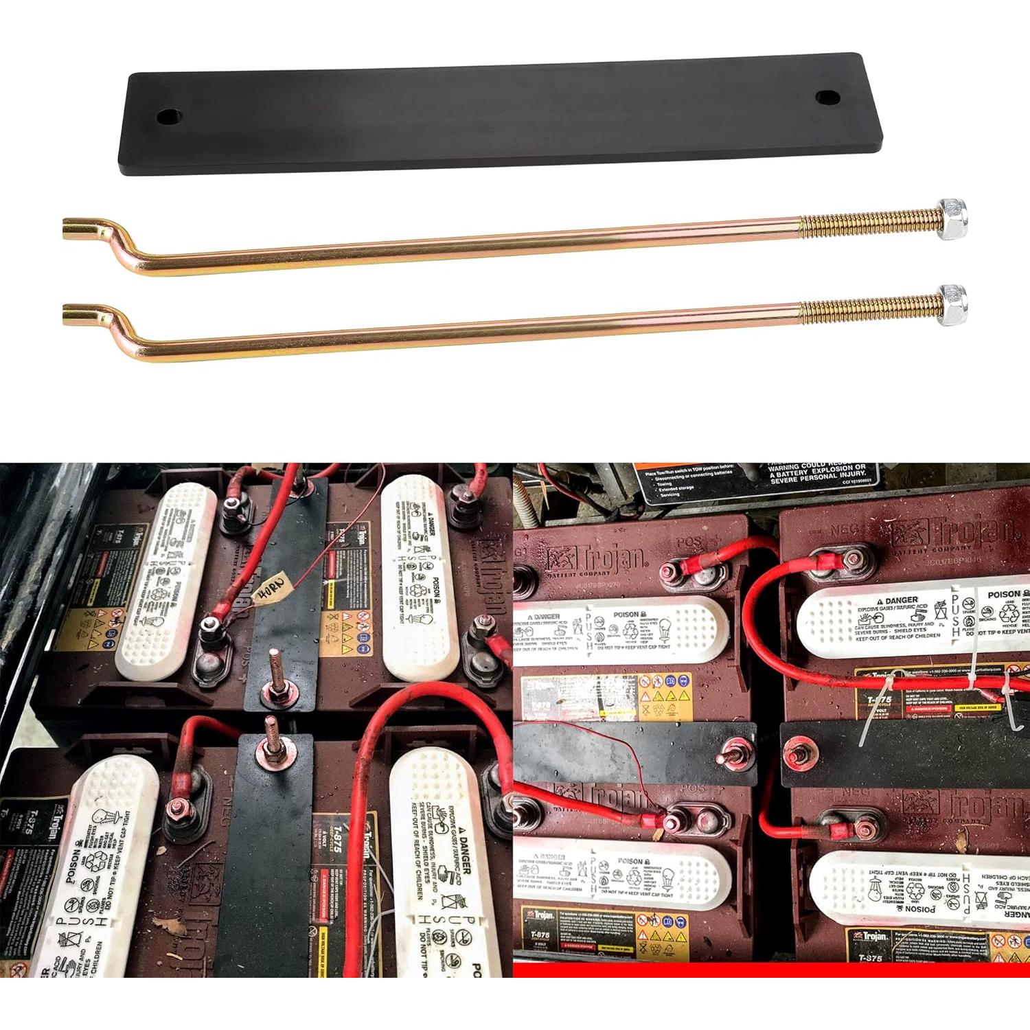 Kit de Placa y Varilla de Sujeción de Batería 10L0L para Carro de Golf Eléctrico Club Car DS y Carryall 1998-2005