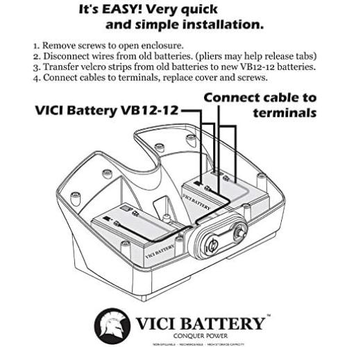 Batería VICI 12V 12AH para scooter GoGo Pride - Paquete de 2